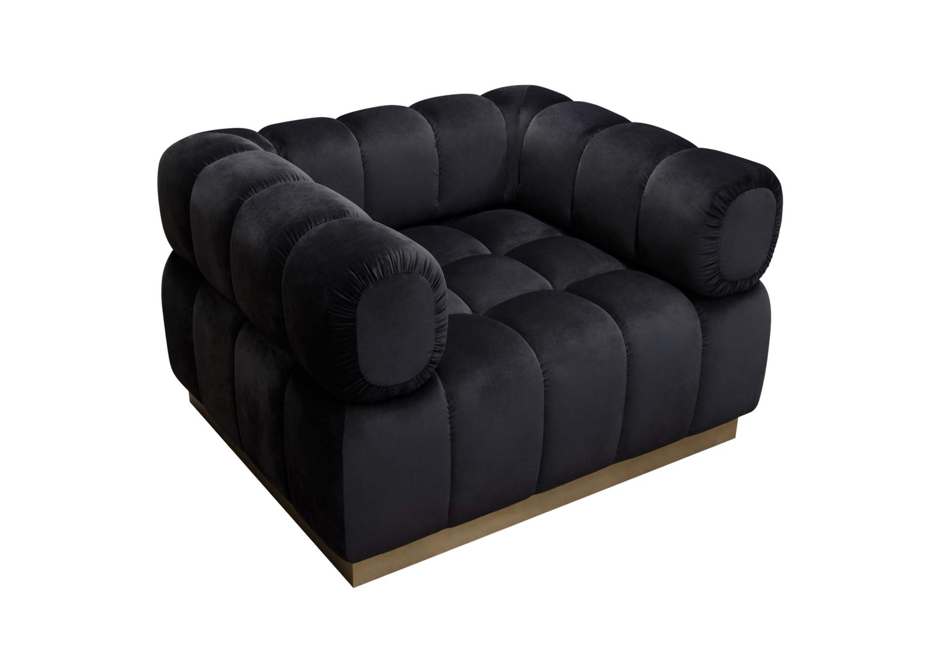 Image Low Profile Chair in Black Velvet w/ Brushed Gold Base by Diamond Sofa,Diamond Sofa