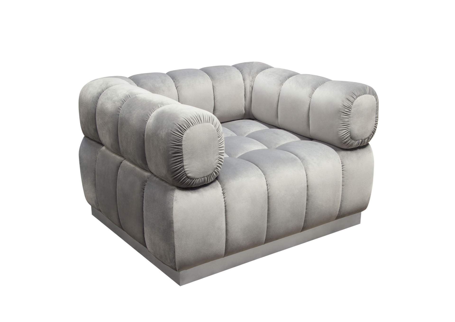 Image Low Profile Chair in Platinum Grey Velvet w/ Brushed Silver Base by Diamond Sofa,Diamond Sofa