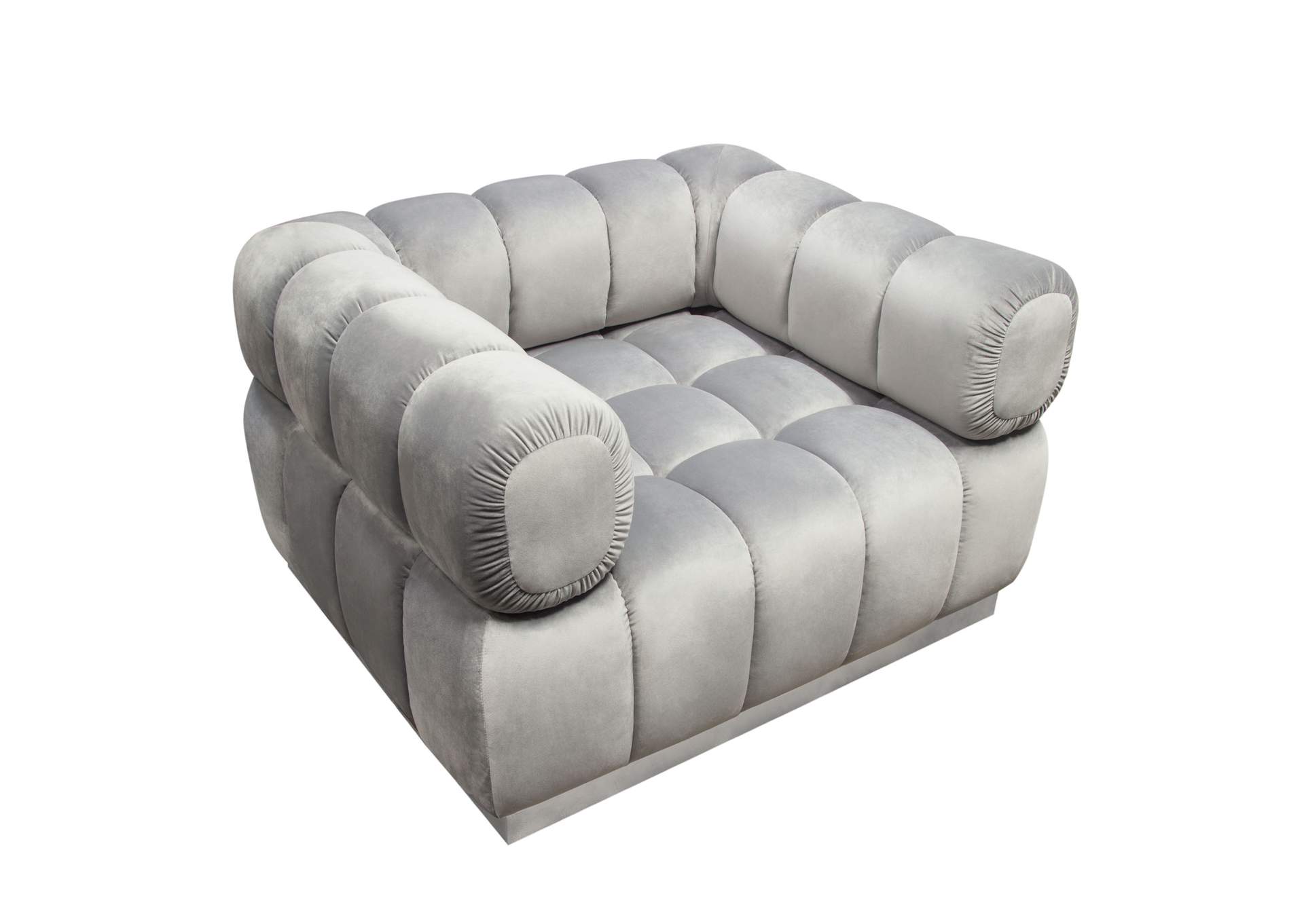 Image Low Profile Chair in Platinum Grey Velvet w/ Brushed Silver Base by Diamond Sofa,Diamond Sofa