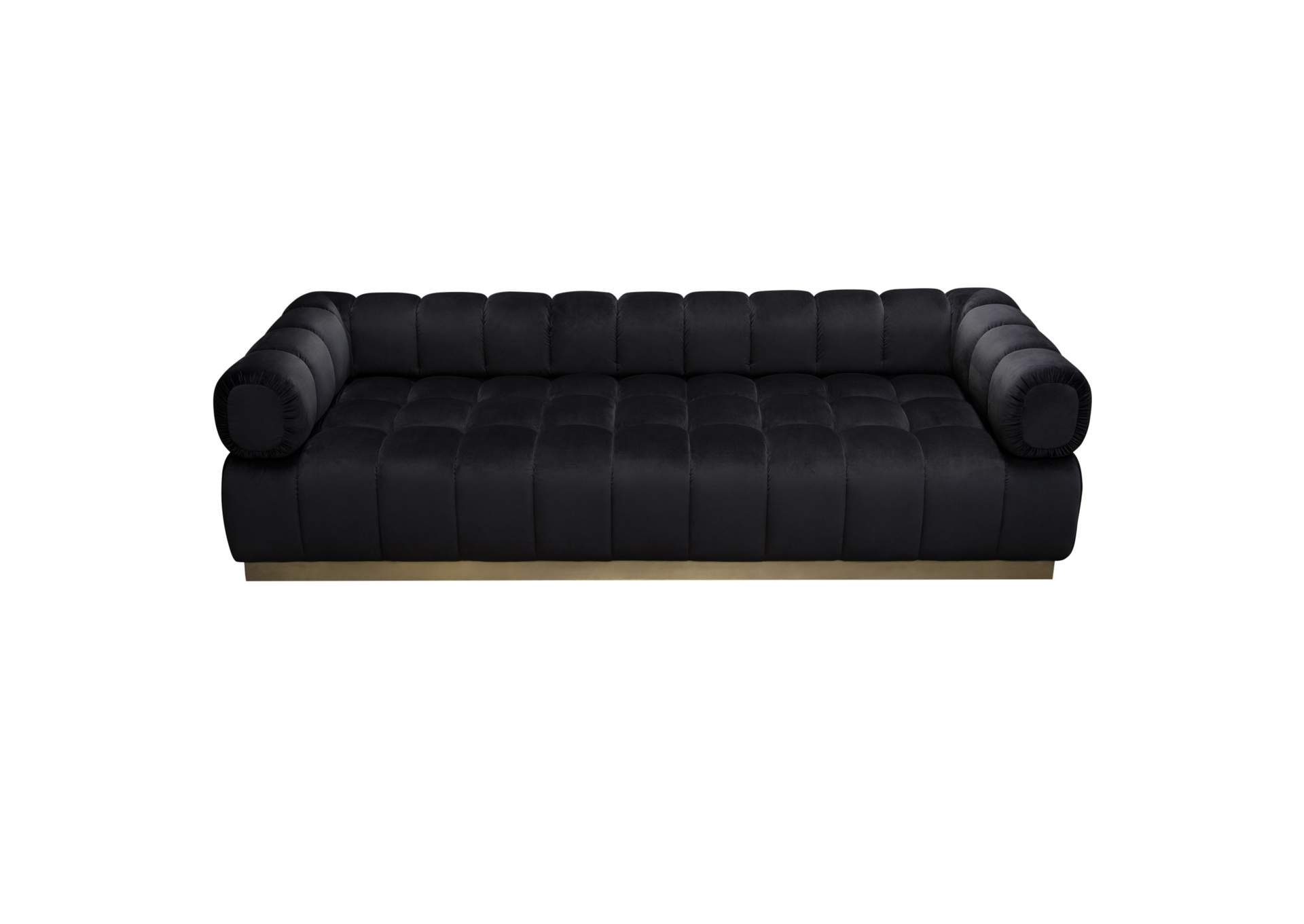 Image Low Profile Sofa in Black Velvet w/ Brushed Gold Base by Diamond Sofa,Diamond Sofa