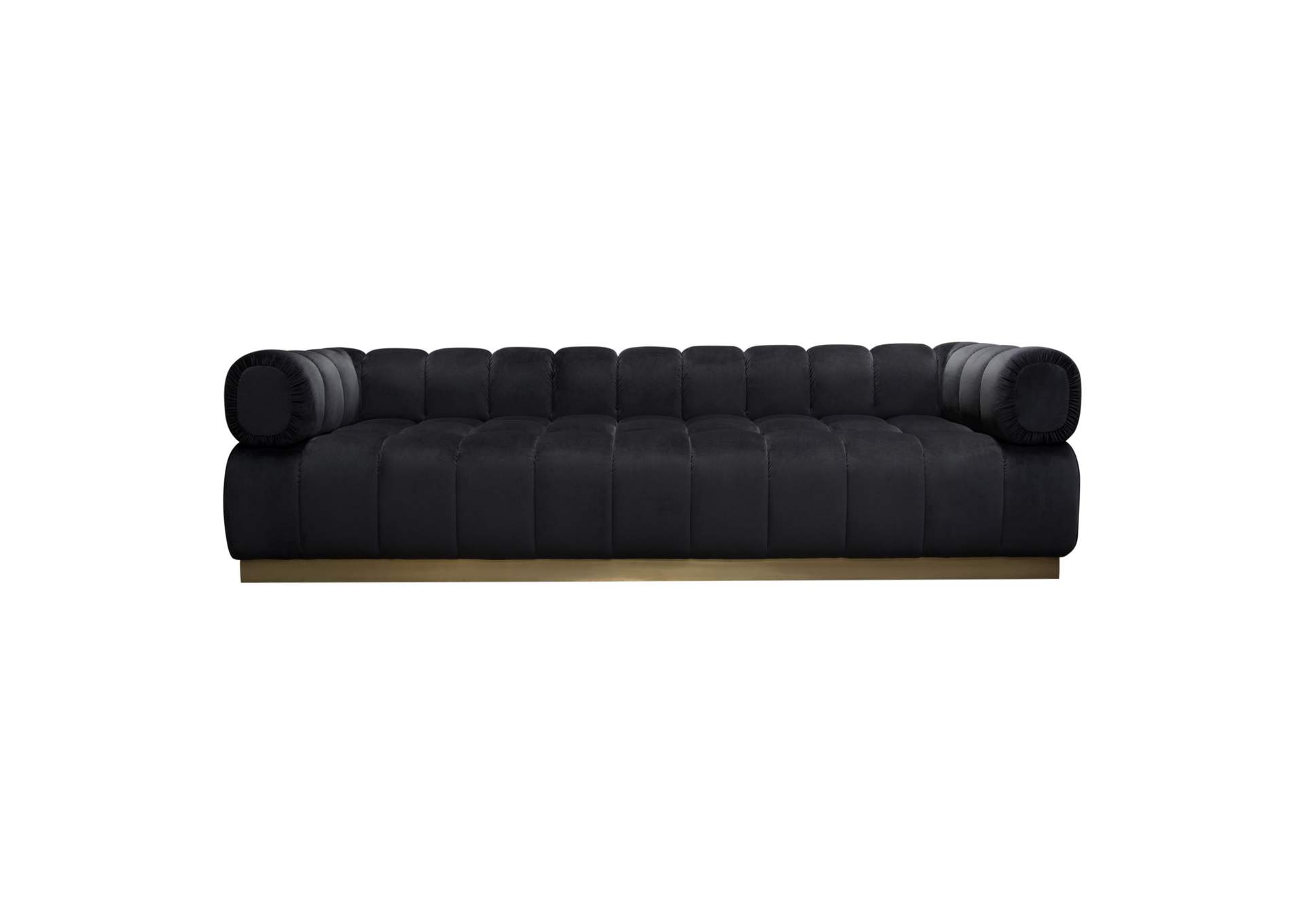 Image Low Profile Sofa in Black Velvet w/ Brushed Gold Base by Diamond Sofa,Diamond Sofa