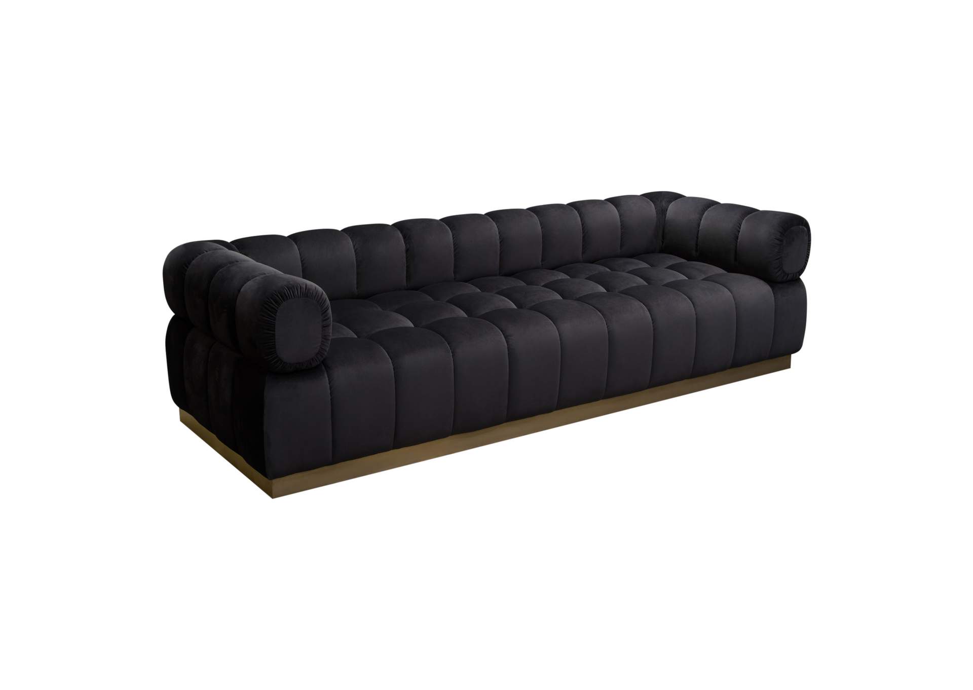 Image Low Profile Sofa in Black Velvet w/ Brushed Gold Base by Diamond Sofa,Diamond Sofa