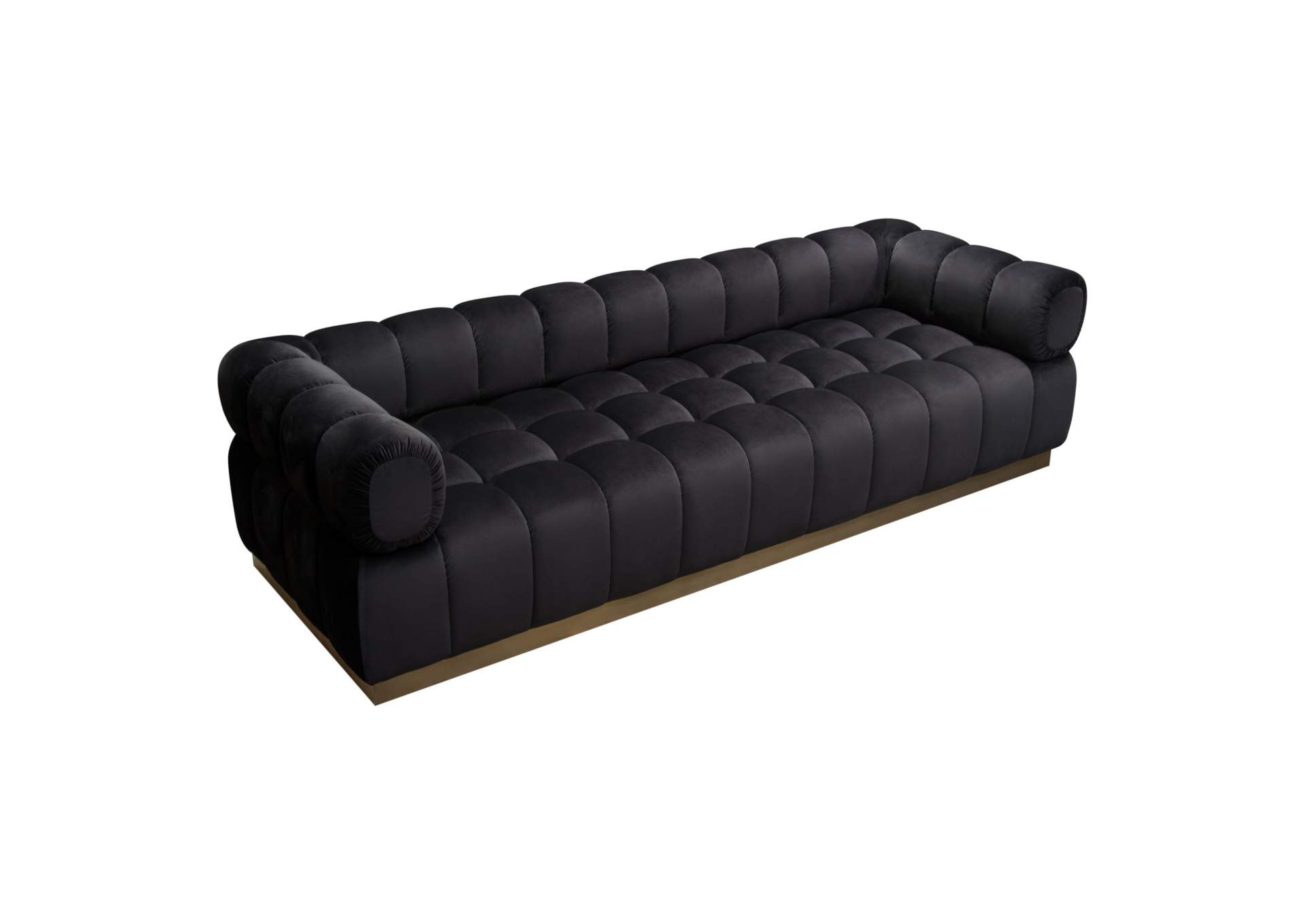 Image Low Profile Sofa in Black Velvet w/ Brushed Gold Base by Diamond Sofa,Diamond Sofa