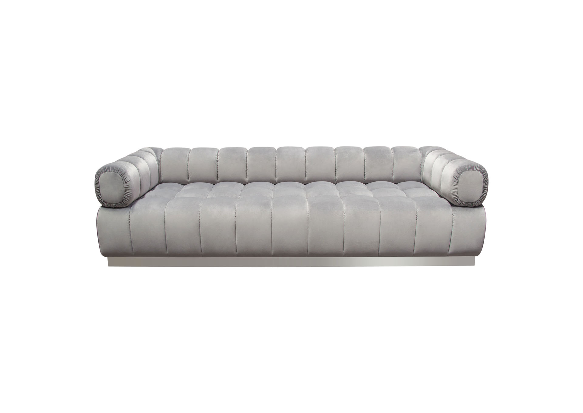 Image Low Profile Sofa in Platinum Grey Velvet w/ Brushed Silver Base by Diamond Sofa,Diamond Sofa