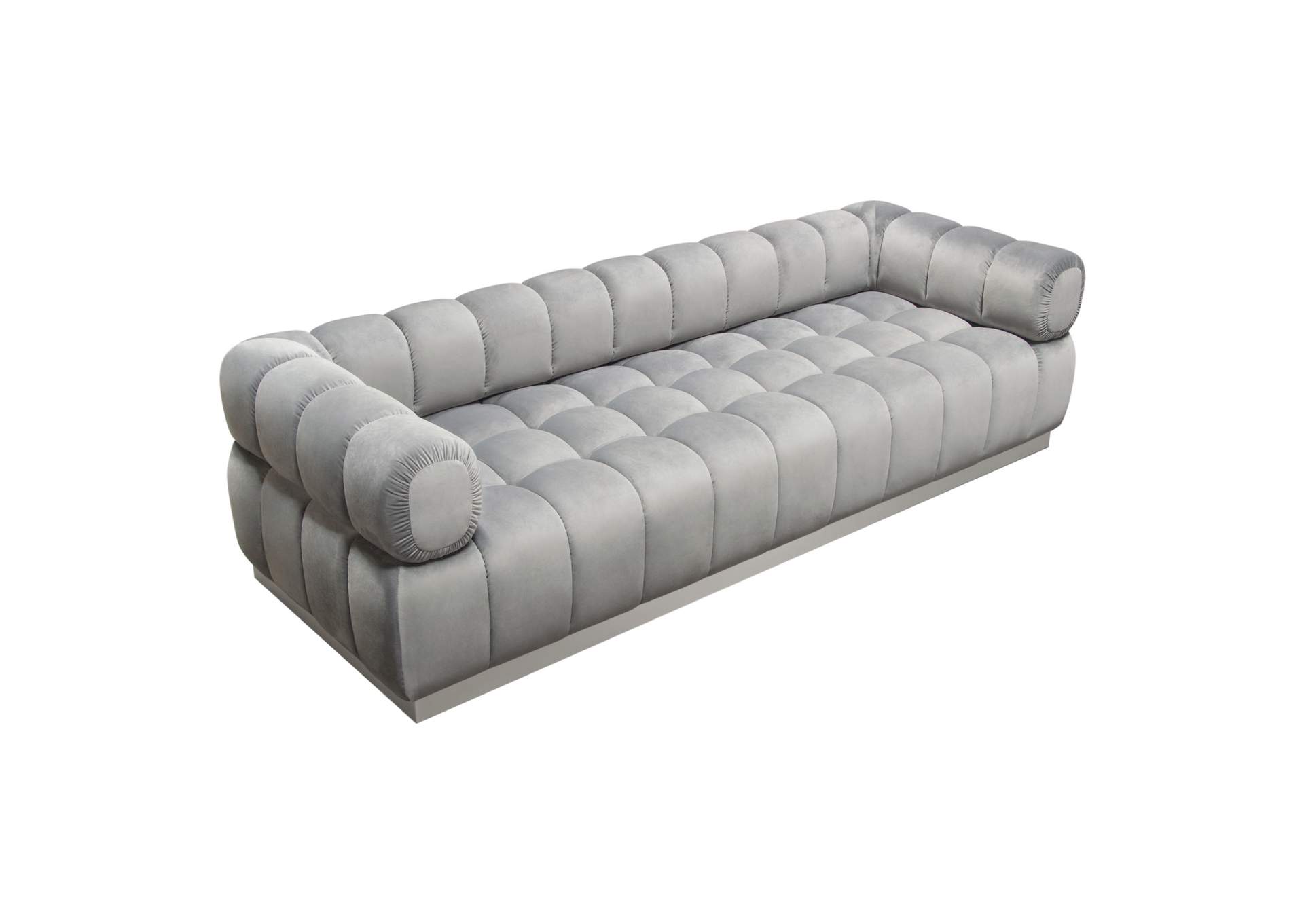 Image Low Profile Sofa in Platinum Grey Velvet w/ Brushed Silver Base by Diamond Sofa,Diamond Sofa