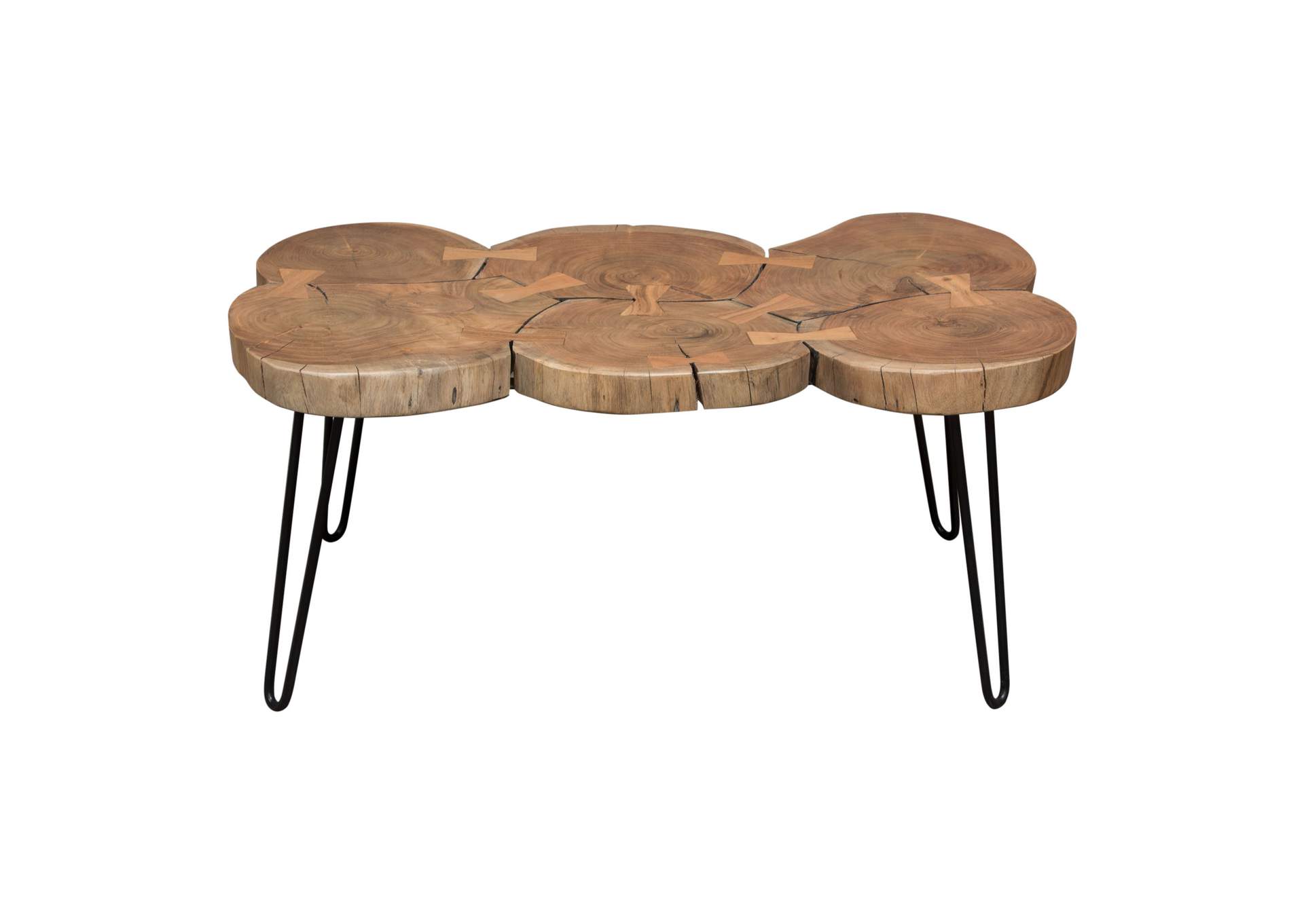 Joss Natural Acacia One of a Kind Live Edge Rectangle Cocktail Table w/ Black Hairpin Legs by Diamond Sofa,Diamond Sofa