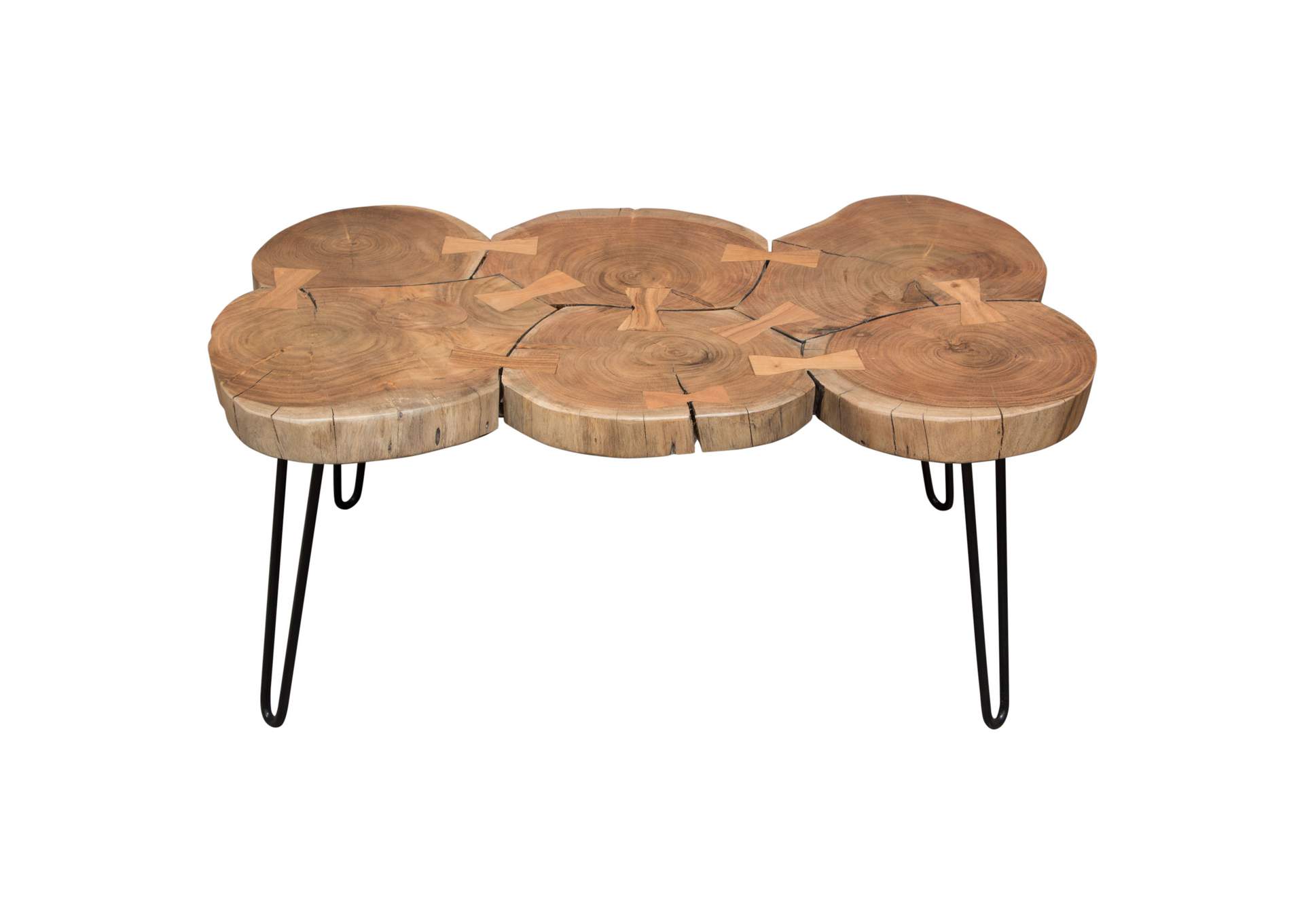 Joss Natural Acacia One of a Kind Live Edge Rectangle Cocktail Table w/ Black Hairpin Legs by Diamond Sofa,Diamond Sofa