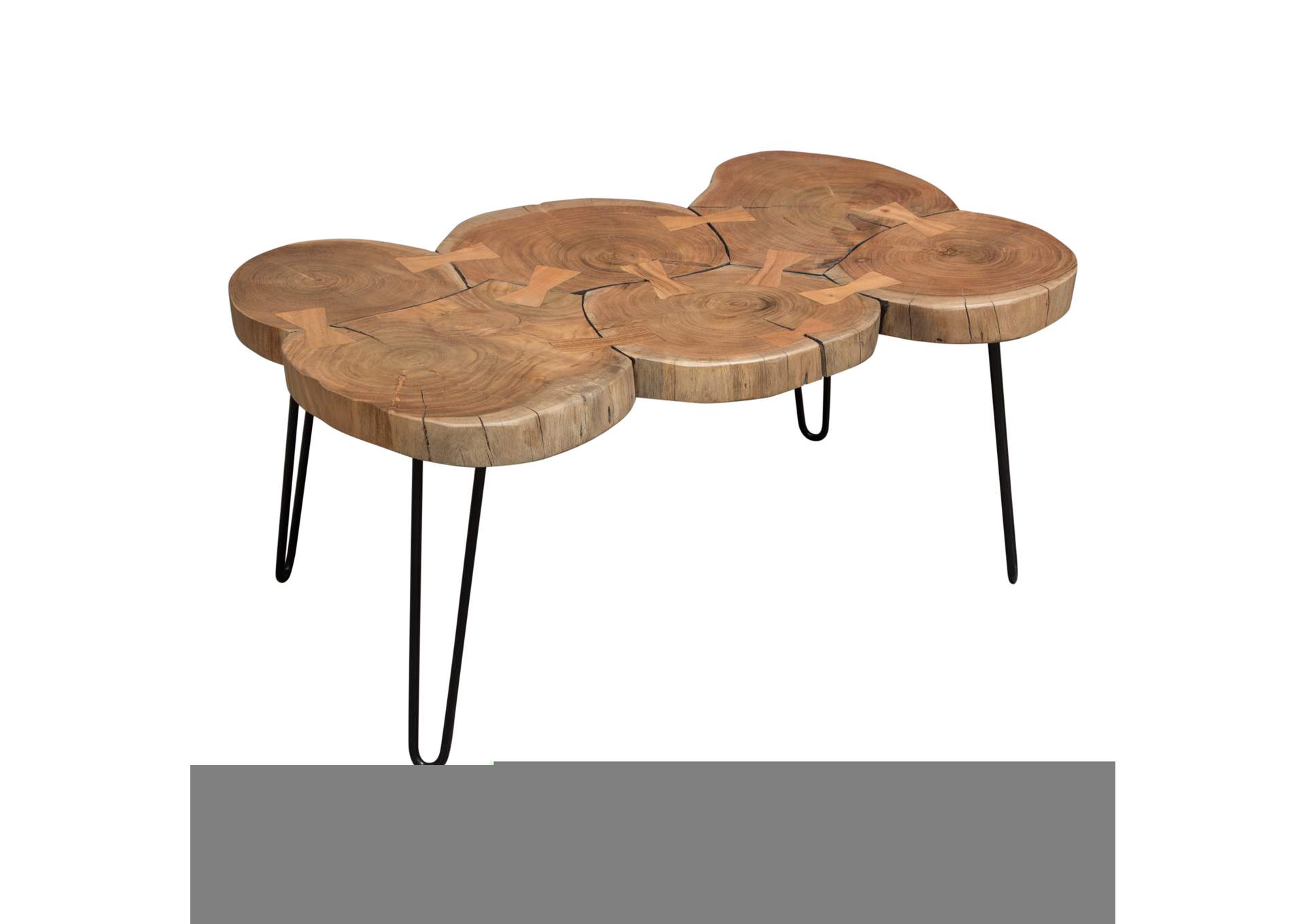 Joss Natural Acacia One of a Kind Live Edge Rectangle Cocktail Table w/ Black Hairpin Legs by Diamond Sofa,Diamond Sofa