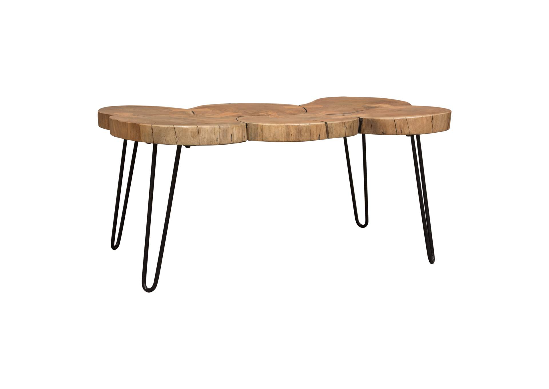 Joss Natural Acacia One of a Kind Live Edge Rectangle Cocktail Table w/ Black Hairpin Legs by Diamond Sofa,Diamond Sofa