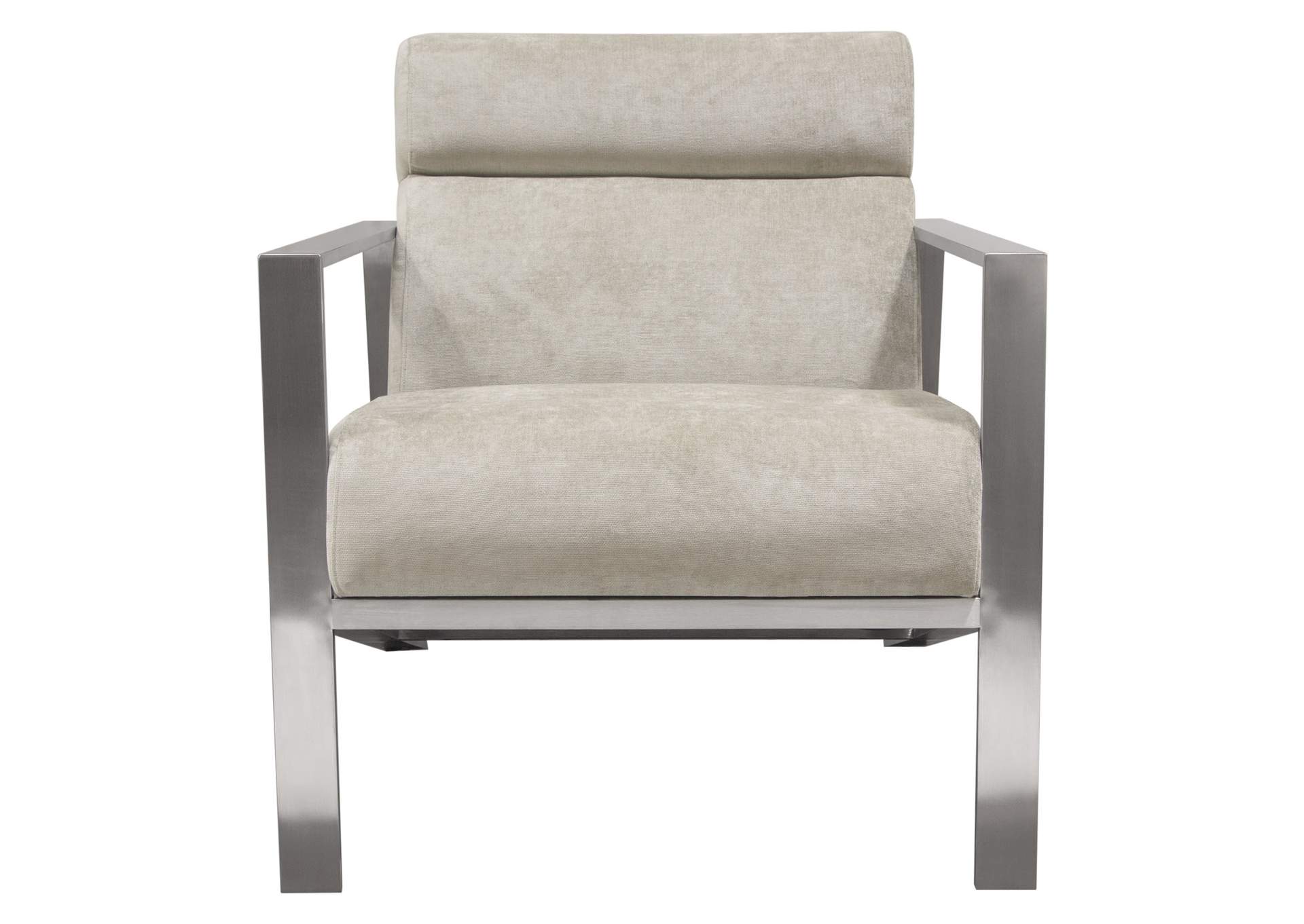 La Brea Accent Chair in Champagne Fabric with Brushed Stainless Steel Frame by Diamond Sofa,Diamond Sofa