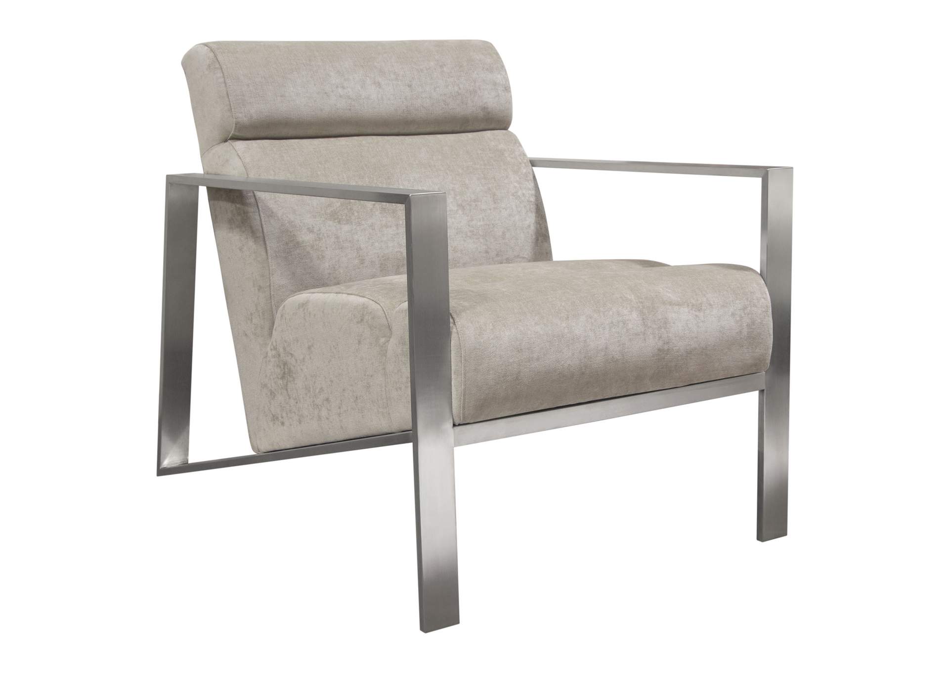 La Brea Accent Chair in Champagne Fabric with Brushed Stainless Steel Frame by Diamond Sofa,Diamond Sofa