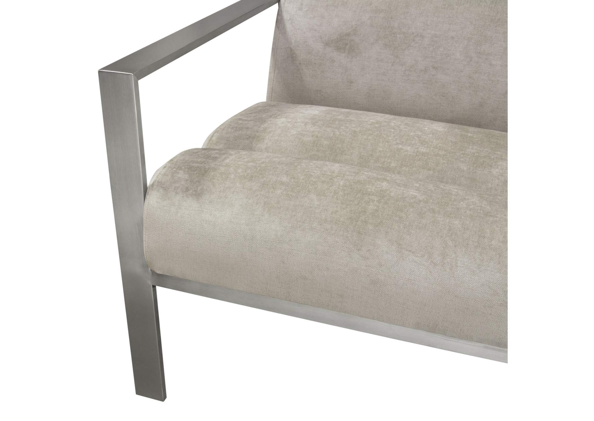 La Brea Accent Chair in Champagne Fabric with Brushed Stainless Steel Frame by Diamond Sofa,Diamond Sofa