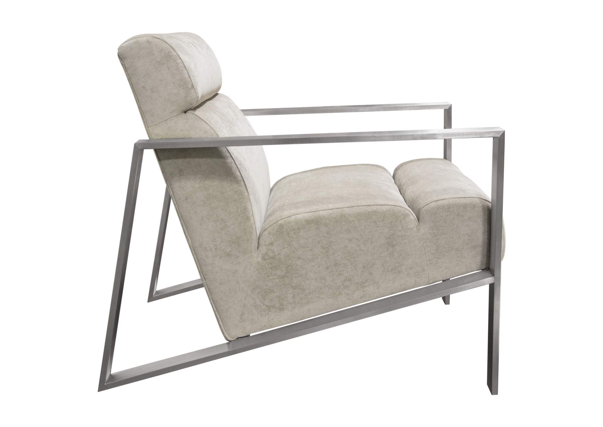 La Brea Accent Chair in Champagne Fabric with Brushed Stainless Steel Frame by Diamond Sofa,Diamond Sofa