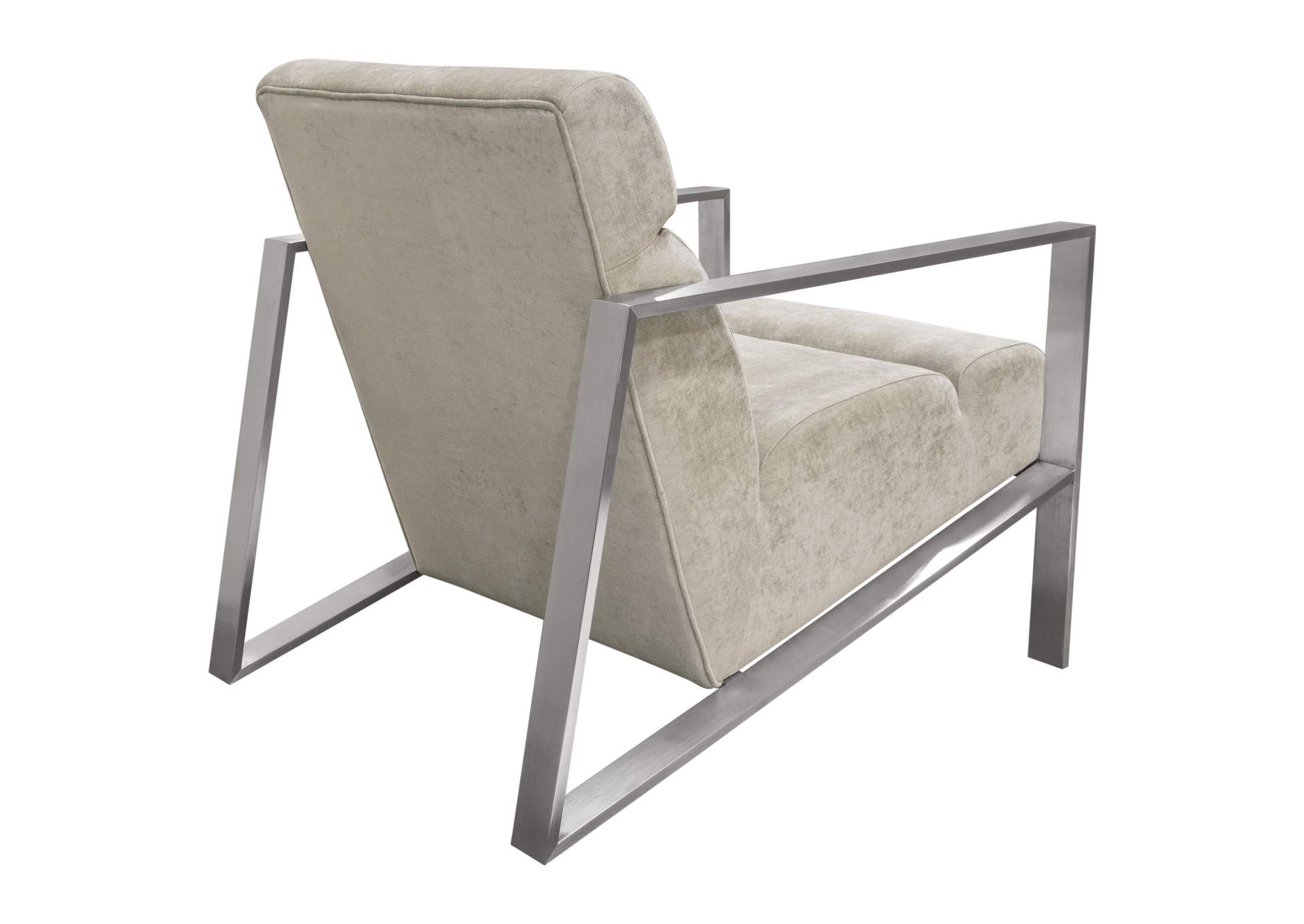 La Brea Accent Chair in Champagne Fabric with Brushed Stainless Steel Frame by Diamond Sofa,Diamond Sofa