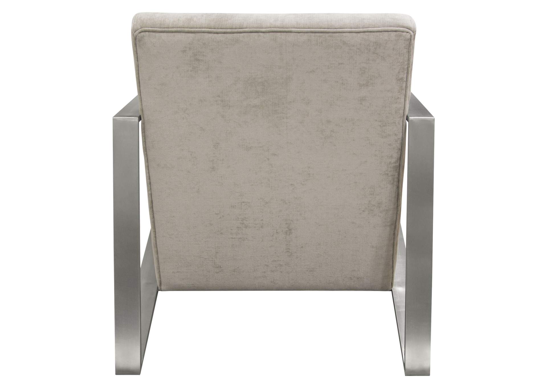 La Brea Accent Chair in Champagne Fabric with Brushed Stainless Steel Frame by Diamond Sofa,Diamond Sofa