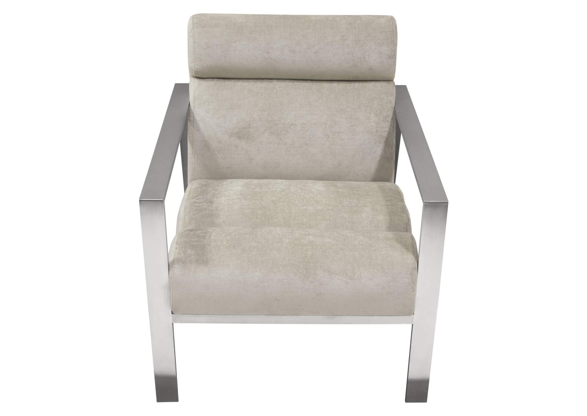 La Brea Accent Chair in Champagne Fabric with Brushed Stainless Steel Frame by Diamond Sofa,Diamond Sofa