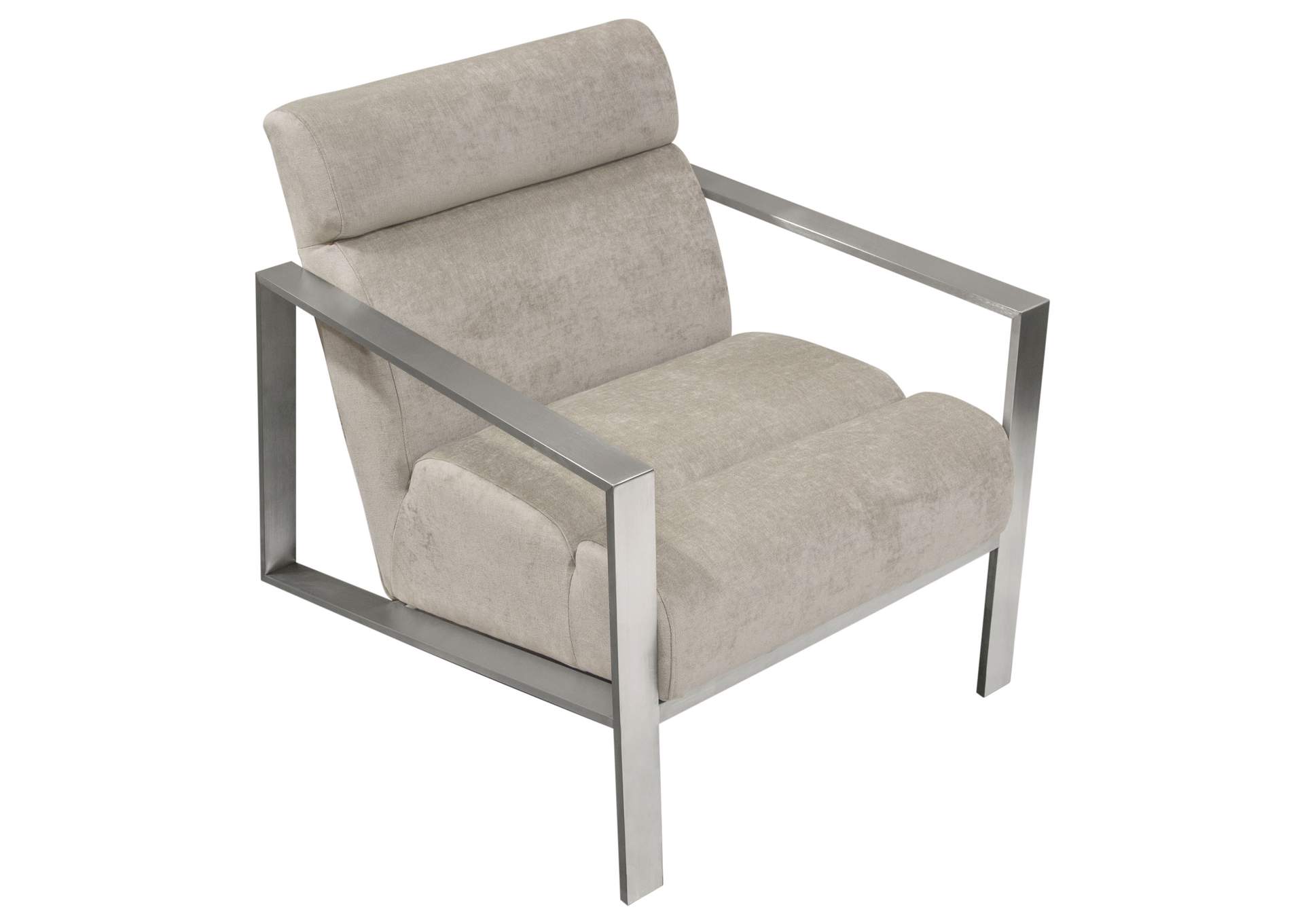 La Brea Accent Chair in Champagne Fabric with Brushed Stainless Steel Frame by Diamond Sofa,Diamond Sofa