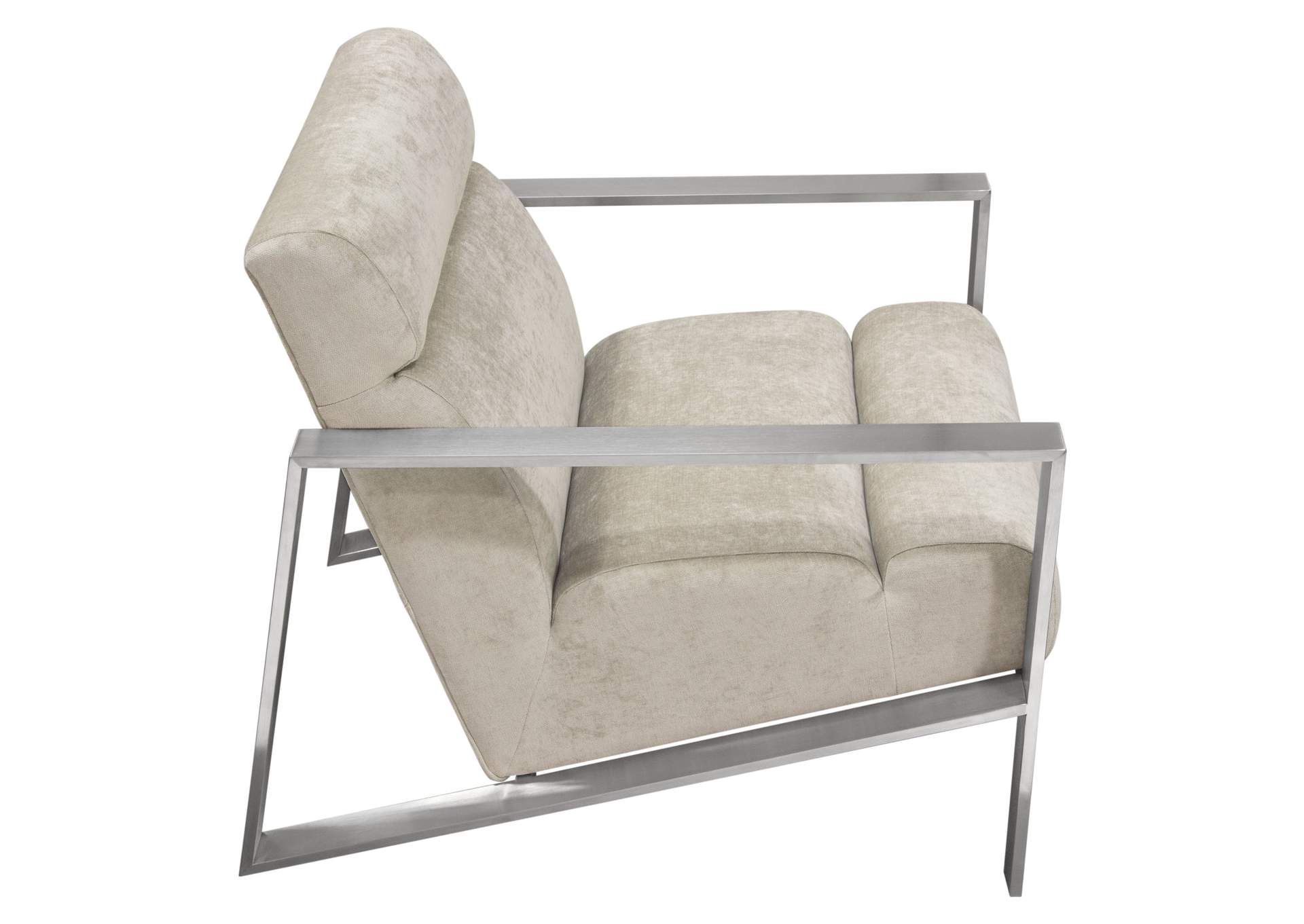 La Brea Accent Chair in Champagne Fabric with Brushed Stainless Steel Frame by Diamond Sofa,Diamond Sofa