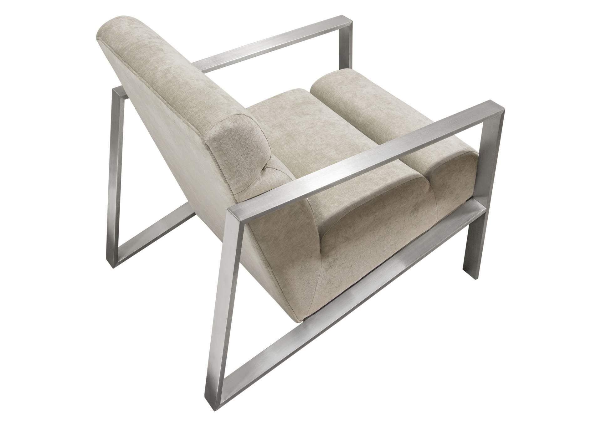 La Brea Accent Chair in Champagne Fabric with Brushed Stainless Steel Frame by Diamond Sofa,Diamond Sofa