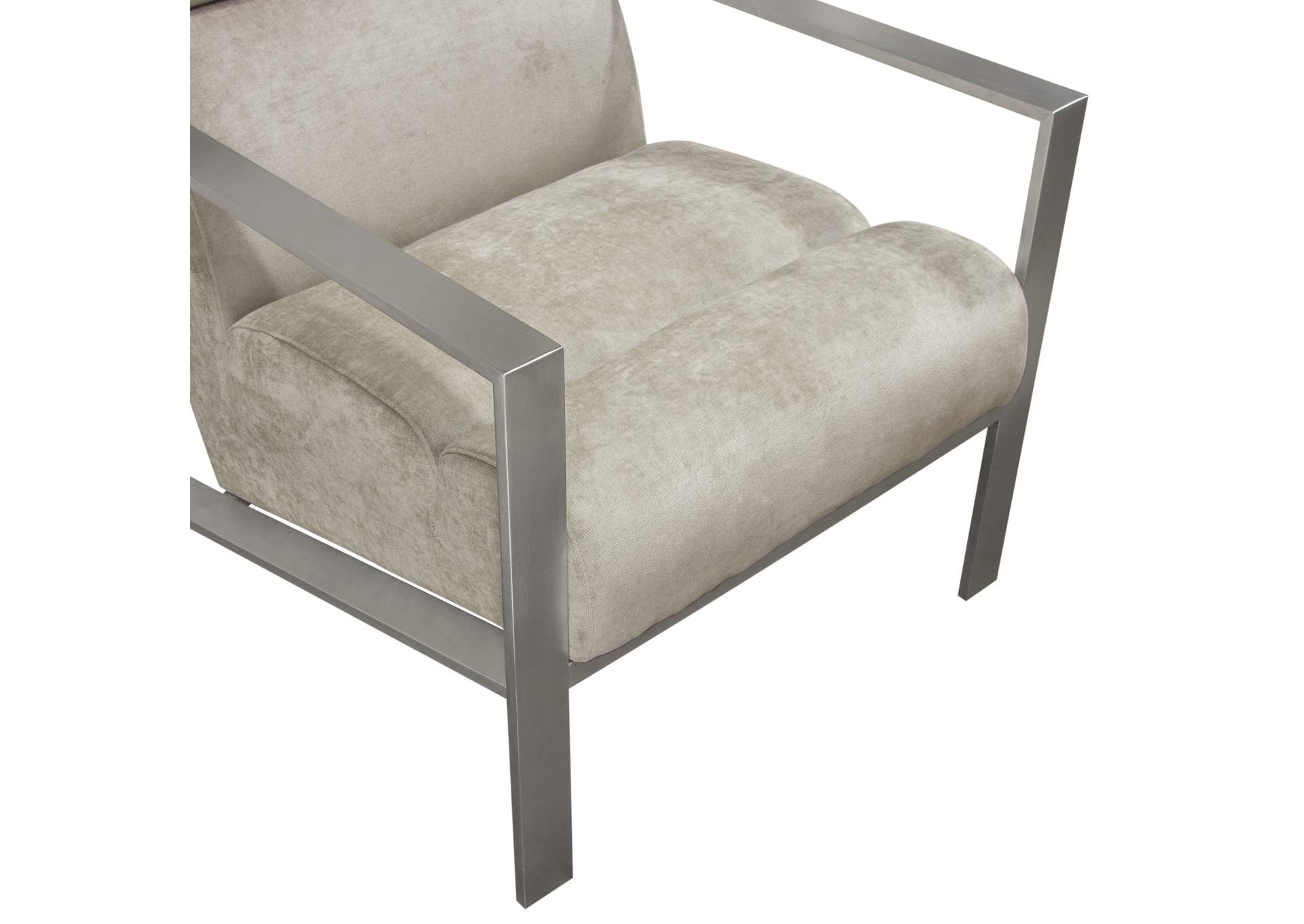 La Brea Accent Chair in Champagne Fabric with Brushed Stainless Steel Frame by Diamond Sofa,Diamond Sofa