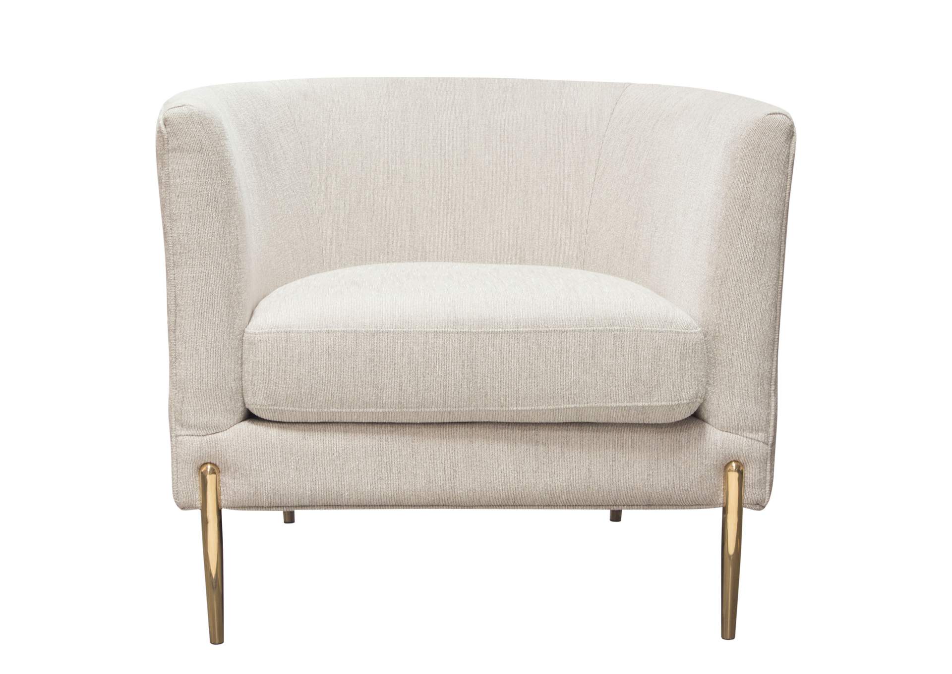 Lane Chair in Light Cream Fabric with Gold Metal Legs by Diamond Sofa,Diamond Sofa