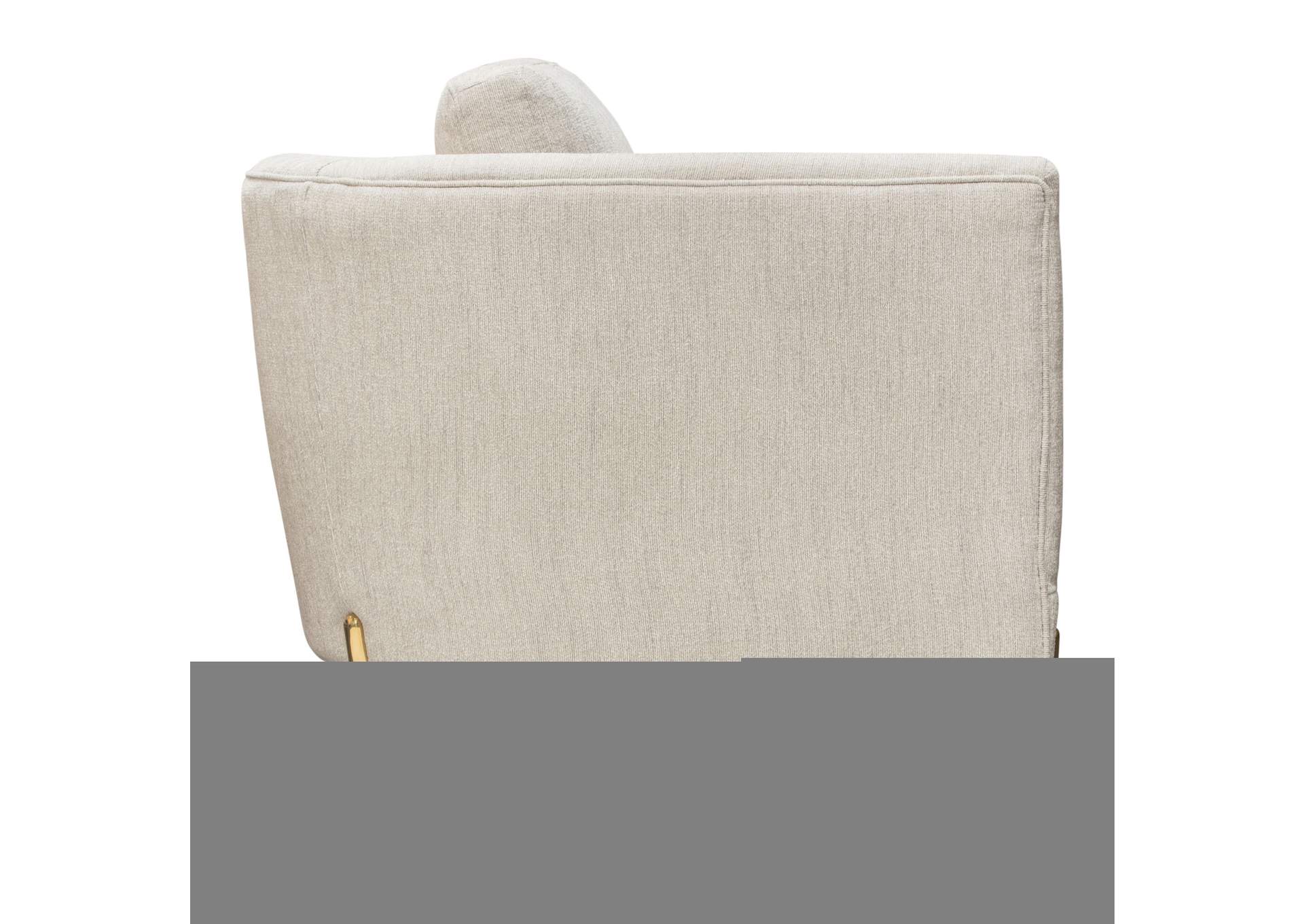 Lane Chair in Light Cream Fabric with Gold Metal Legs by Diamond Sofa,Diamond Sofa