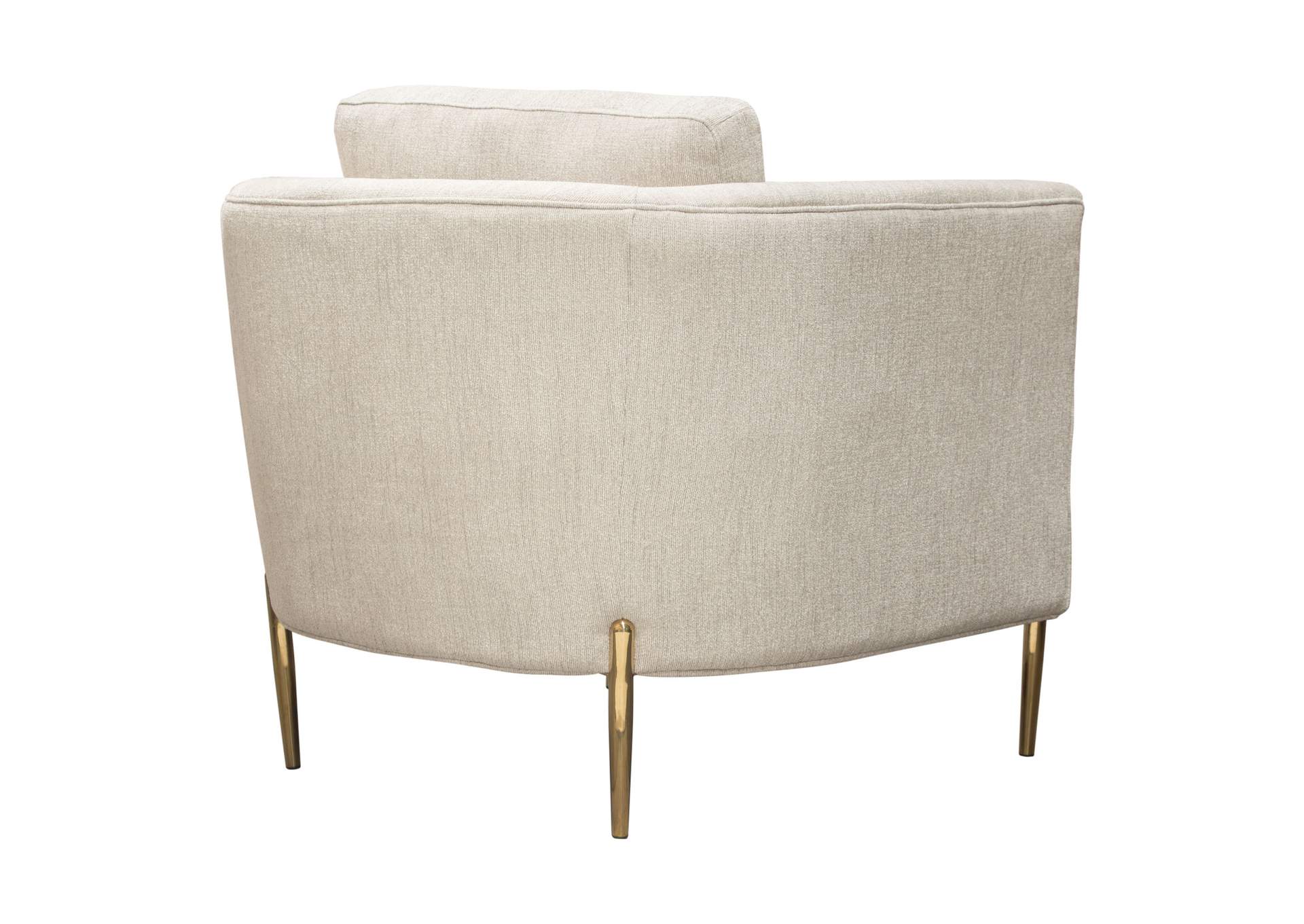 Lane Chair in Light Cream Fabric with Gold Metal Legs by Diamond Sofa,Diamond Sofa