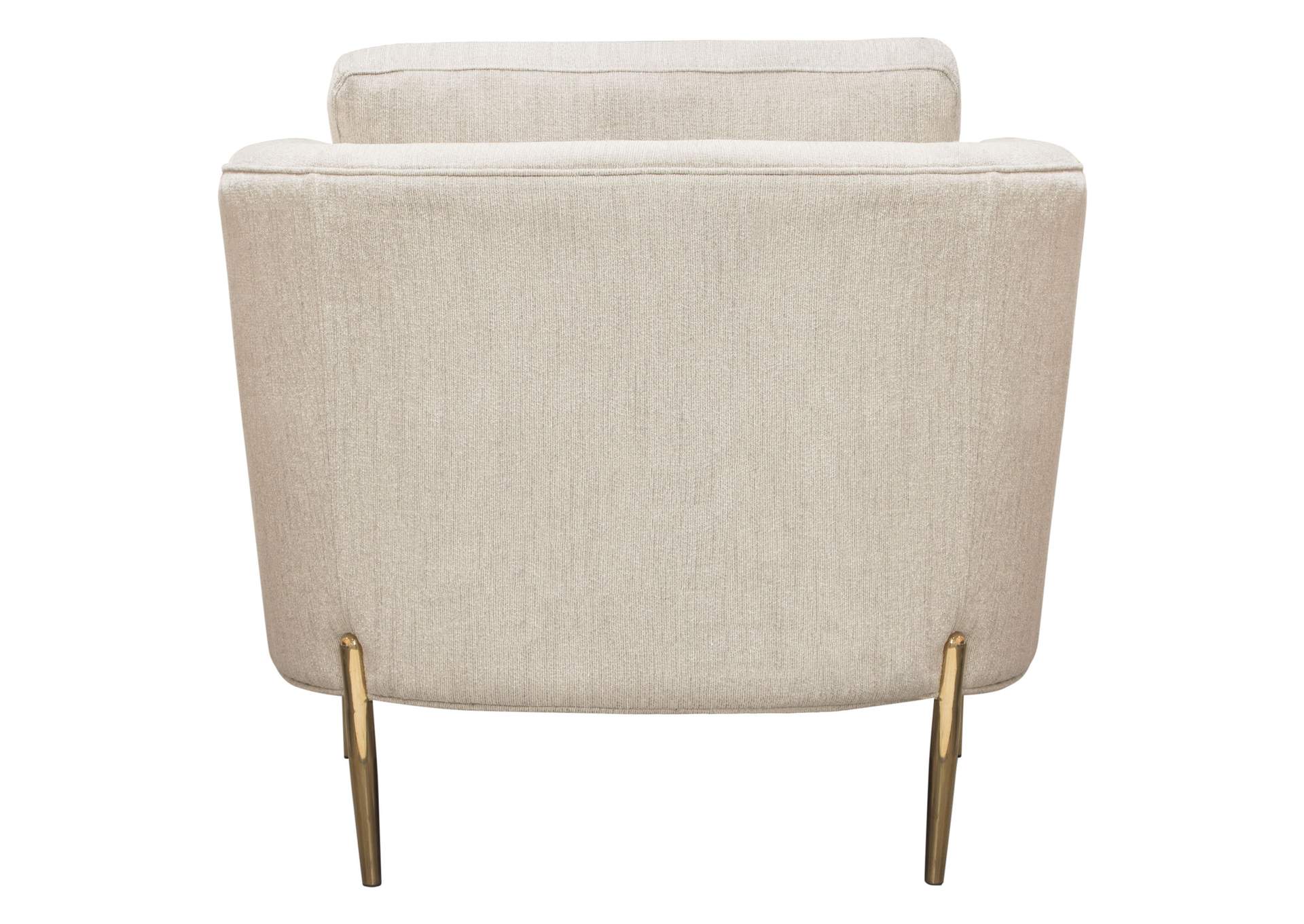 Lane Chair in Light Cream Fabric with Gold Metal Legs by Diamond Sofa,Diamond Sofa