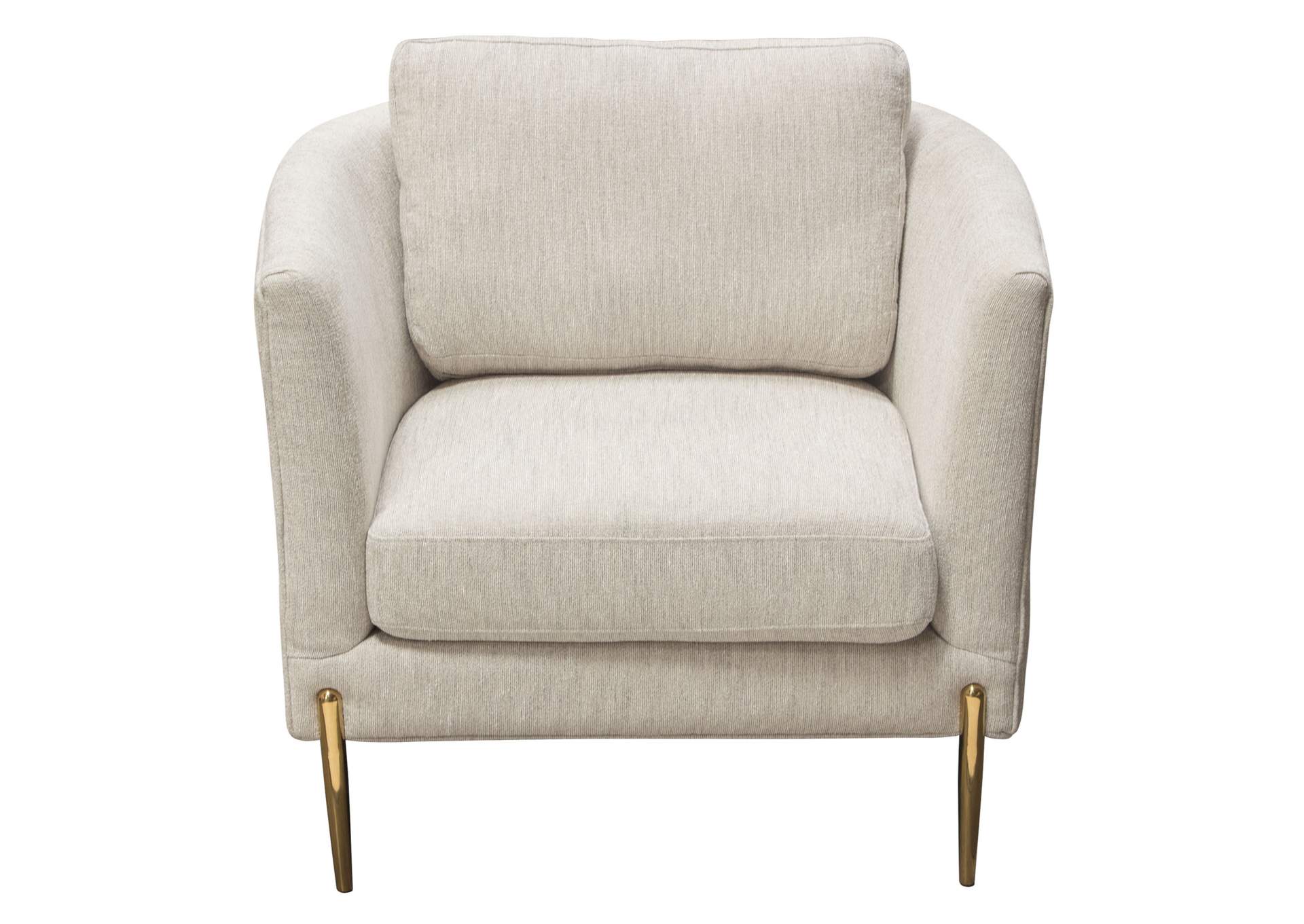 Lane Chair in Light Cream Fabric with Gold Metal Legs by Diamond Sofa,Diamond Sofa