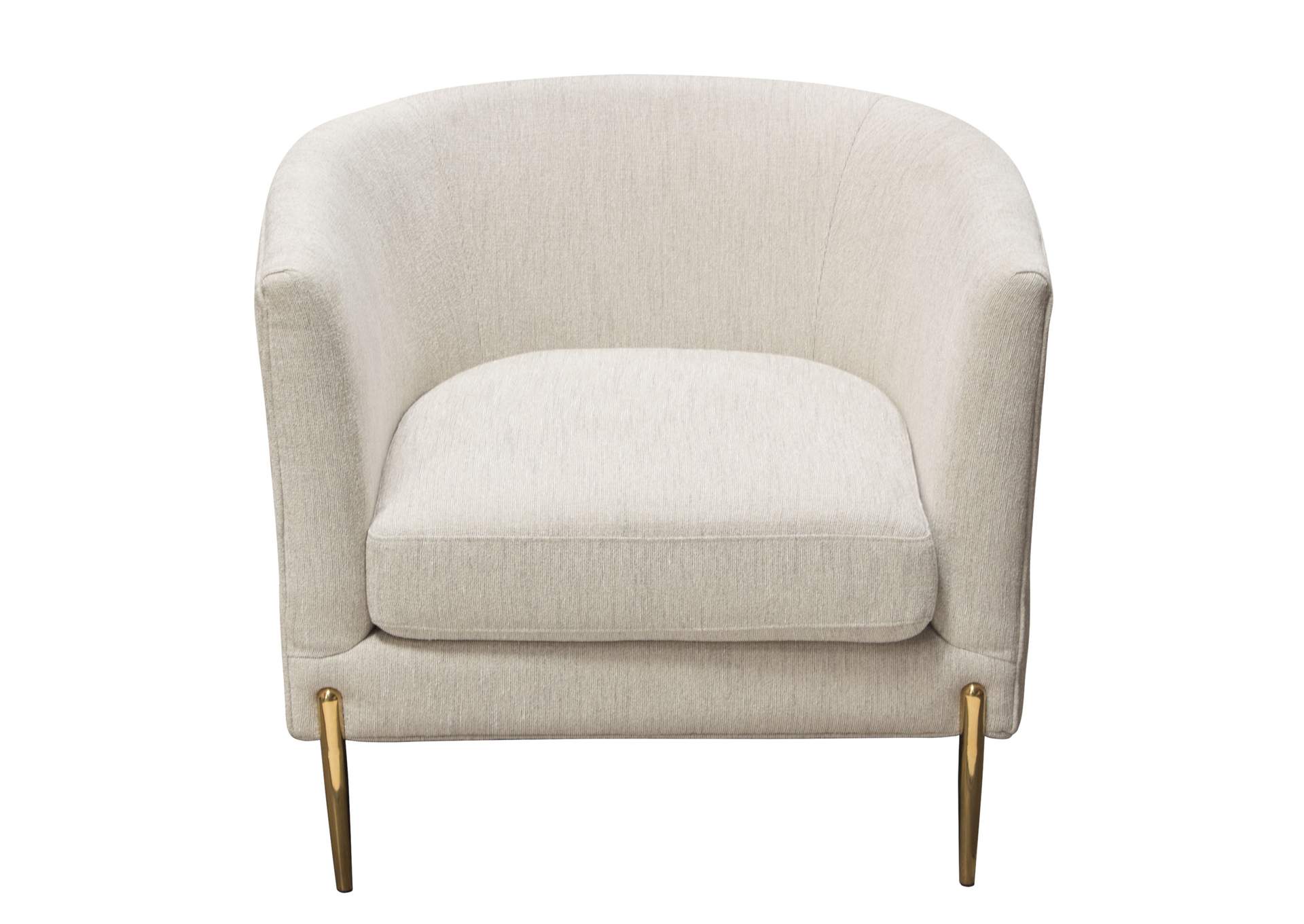 Lane Chair in Light Cream Fabric with Gold Metal Legs by Diamond Sofa,Diamond Sofa