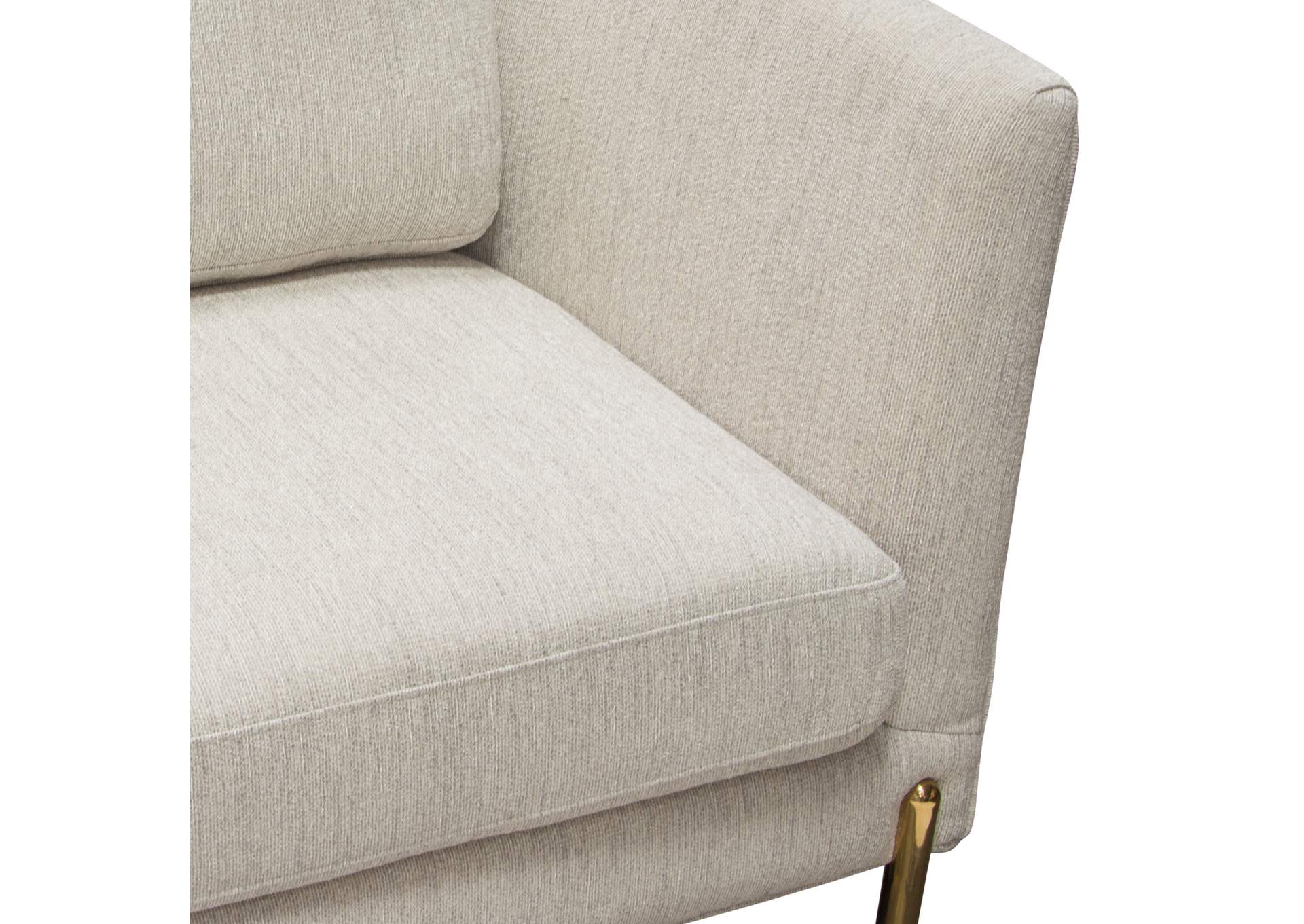 Lane Chair in Light Cream Fabric with Gold Metal Legs by Diamond Sofa,Diamond Sofa