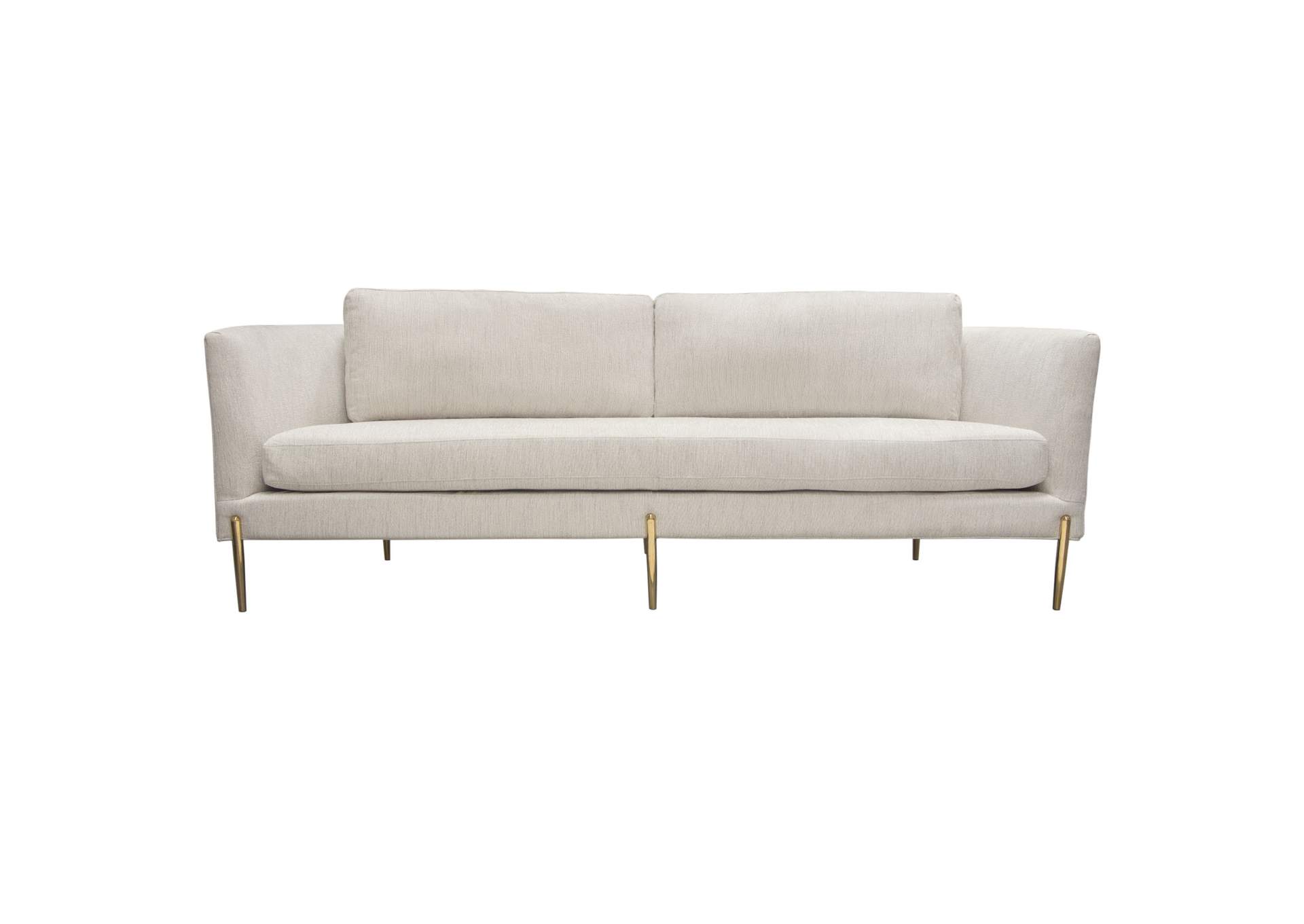 Lane Sofa in Light Cream Fabric with Gold Metal Legs by Diamond Sofa,Diamond Sofa