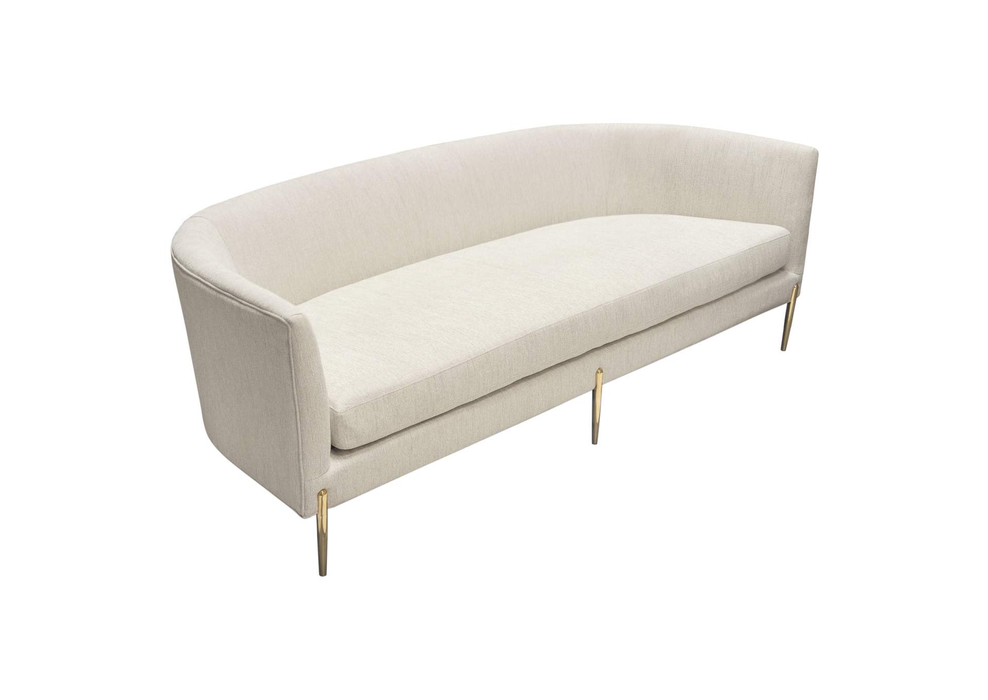 Lane Sofa in Light Cream Fabric with Gold Metal Legs by Diamond Sofa,Diamond Sofa