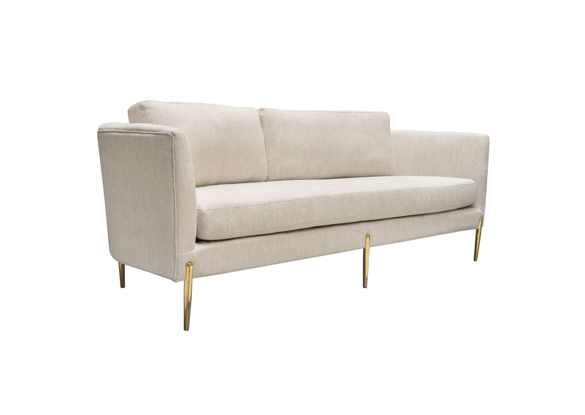 Lane Sofa in Light Cream Fabric with Gold Metal Legs by Diamond Sofa,Diamond Sofa