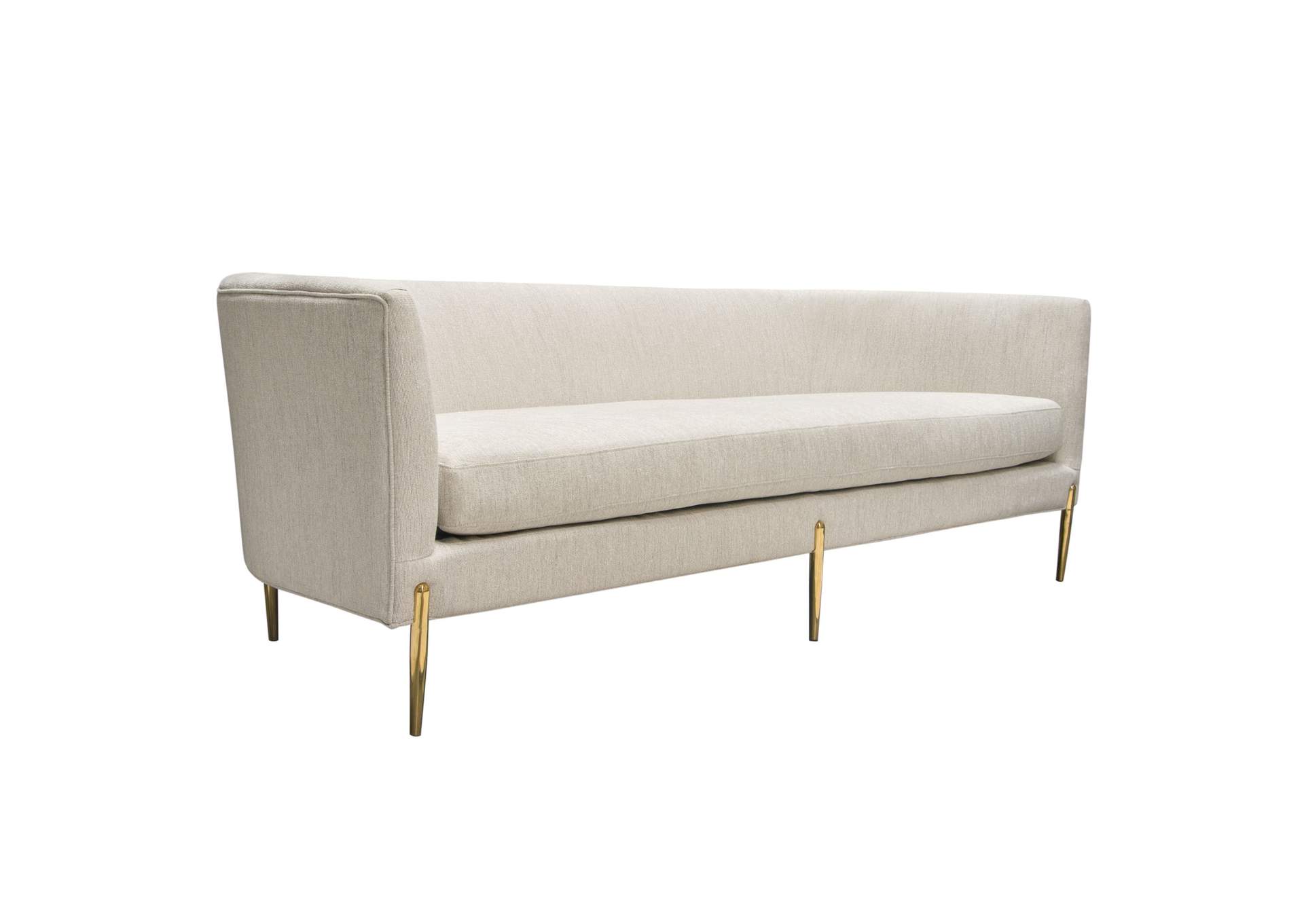 Lane Sofa in Light Cream Fabric with Gold Metal Legs by Diamond Sofa,Diamond Sofa