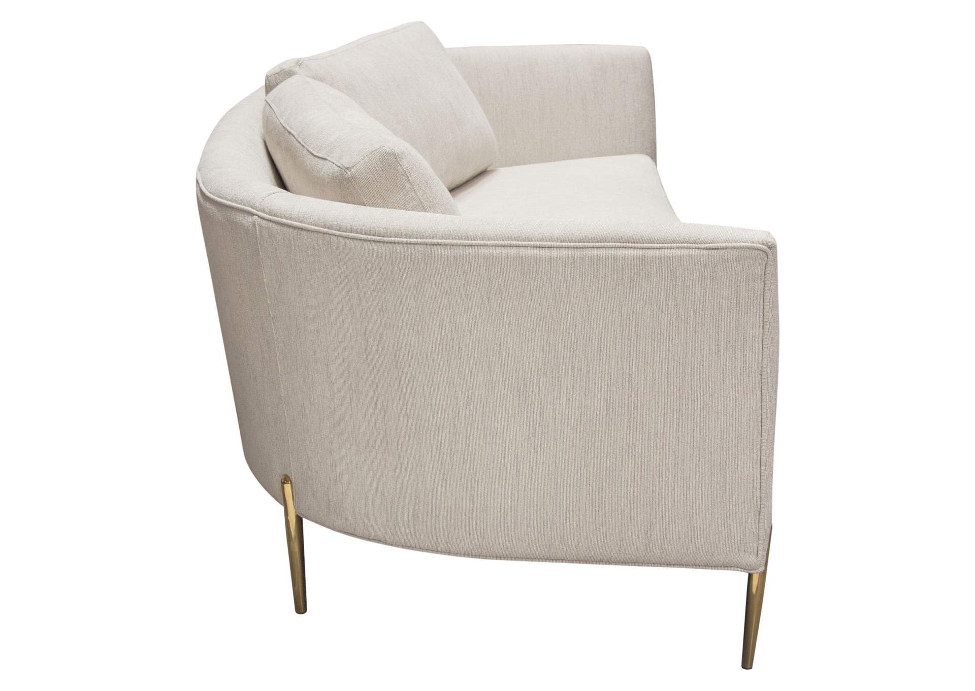 Lane Sofa in Light Cream Fabric with Gold Metal Legs by Diamond Sofa,Diamond Sofa