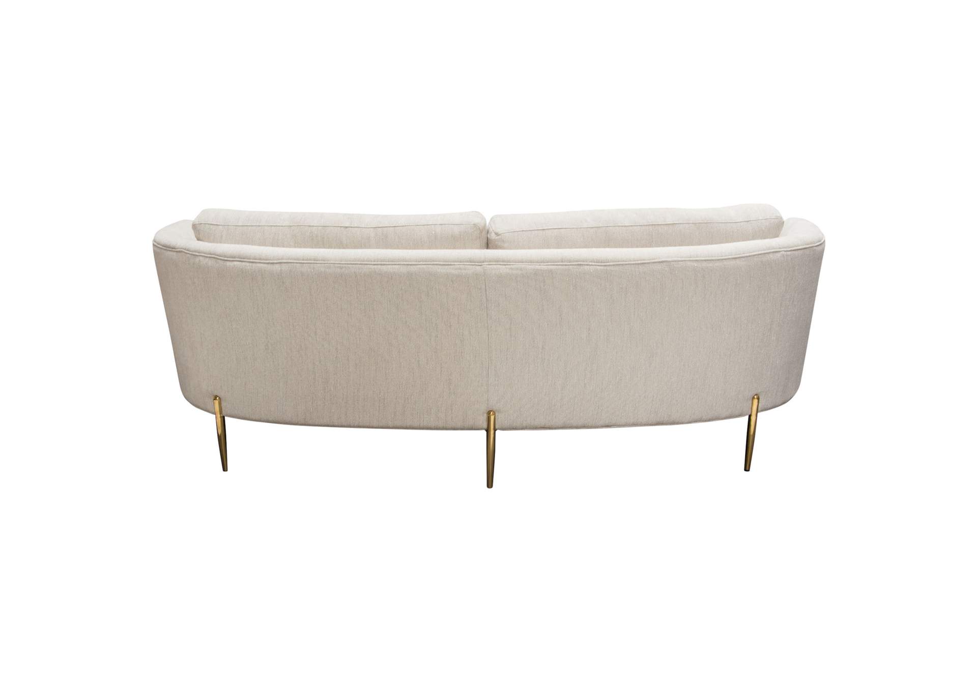 Lane Sofa in Light Cream Fabric with Gold Metal Legs by Diamond Sofa,Diamond Sofa