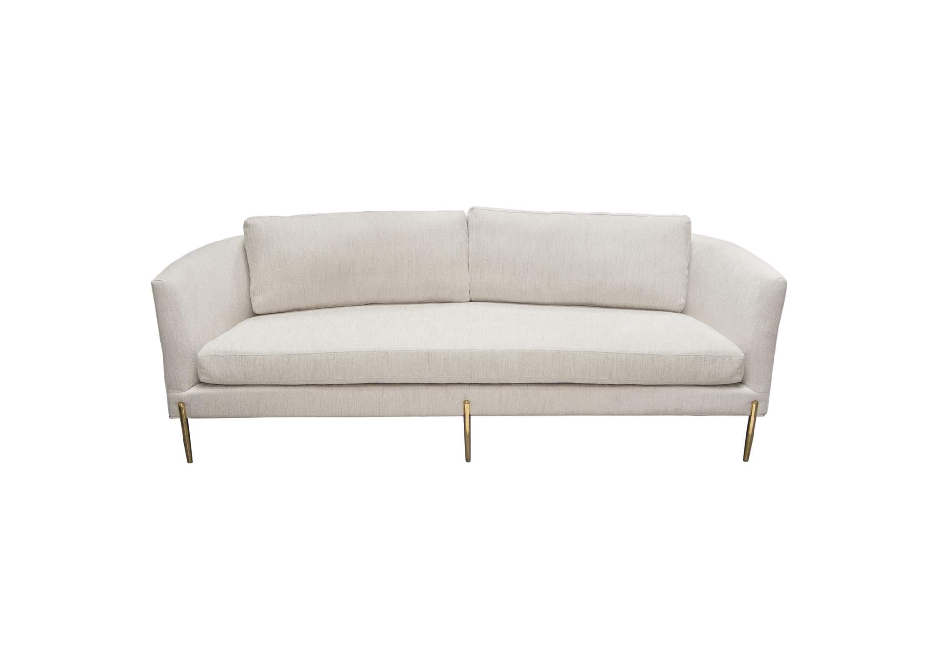 Lane Sofa in Light Cream Fabric with Gold Metal Legs by Diamond Sofa,Diamond Sofa