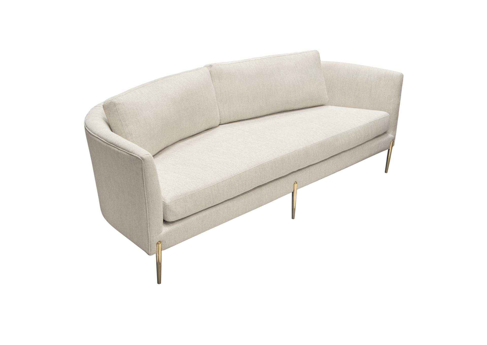 Lane Sofa in Light Cream Fabric with Gold Metal Legs by Diamond Sofa,Diamond Sofa