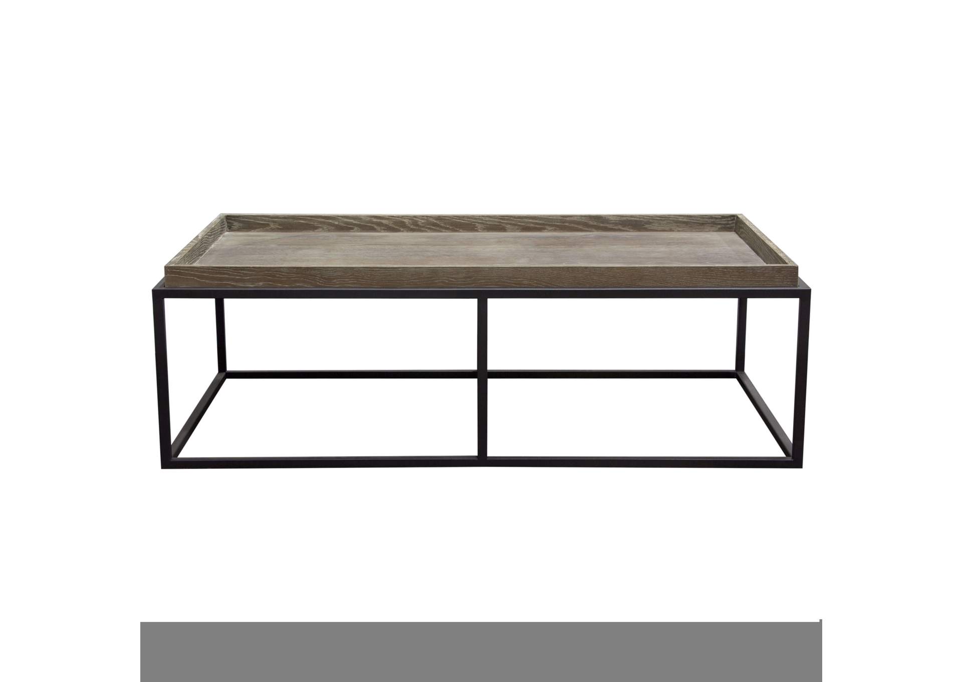 Lex Rectangle Cocktail Table in Rustic Oak Veneer Finish Top w/ Black Powder Coated Metal Base by Diamond Sofa,Diamond Sofa