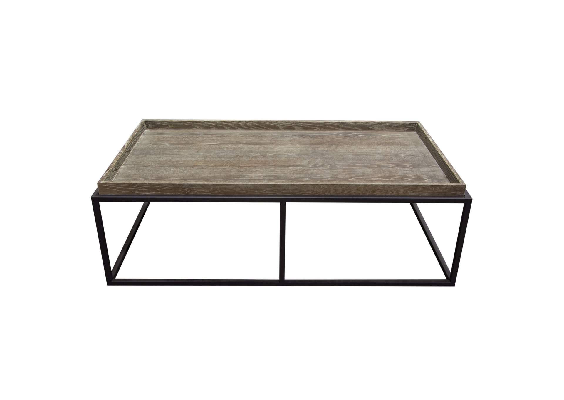 Lex Rectangle Cocktail Table in Rustic Oak Veneer Finish Top w/ Black Powder Coated Metal Base by Diamond Sofa,Diamond Sofa