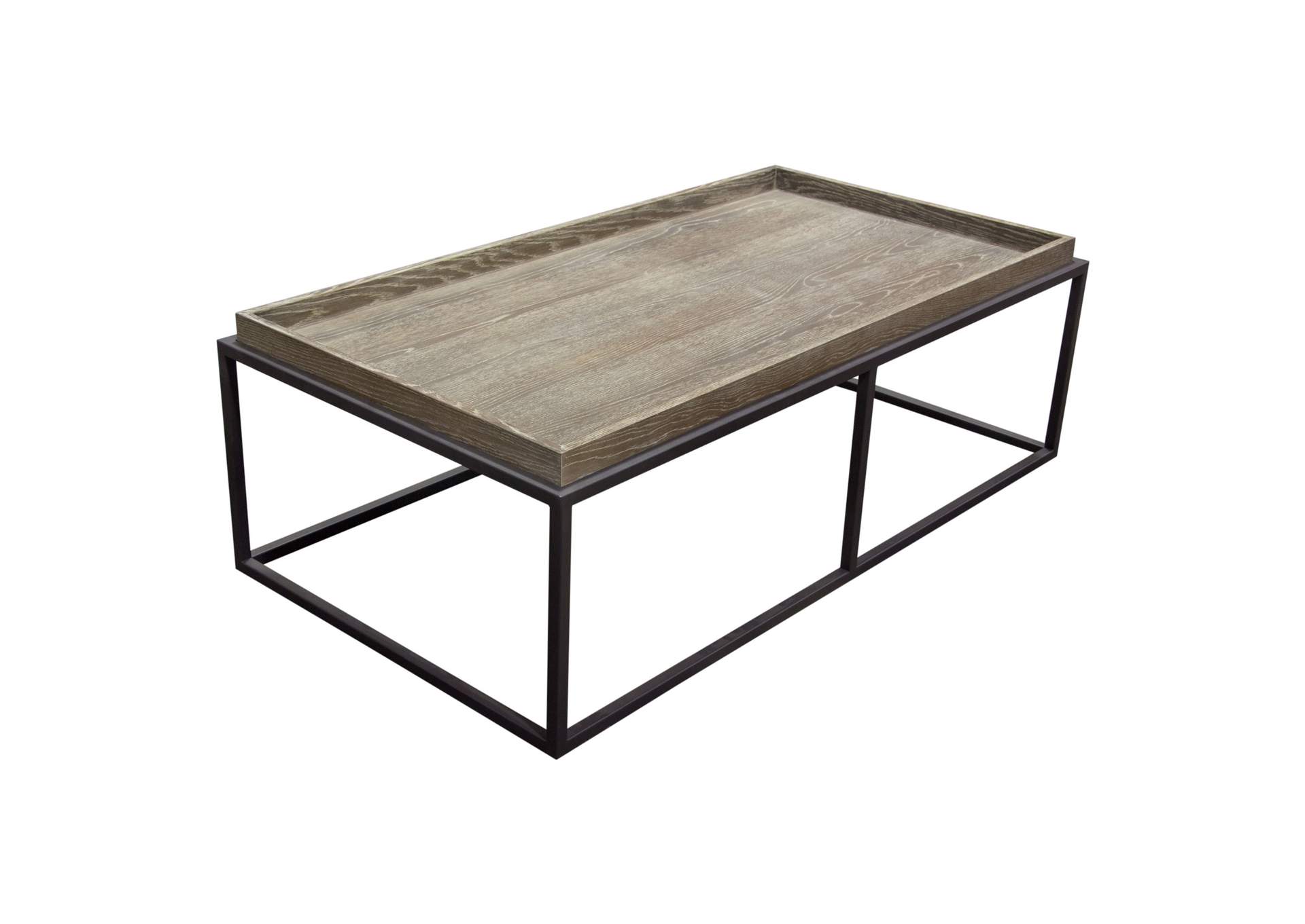 Lex Rectangle Cocktail Table in Rustic Oak Veneer Finish Top w/ Black Powder Coated Metal Base by Diamond Sofa,Diamond Sofa