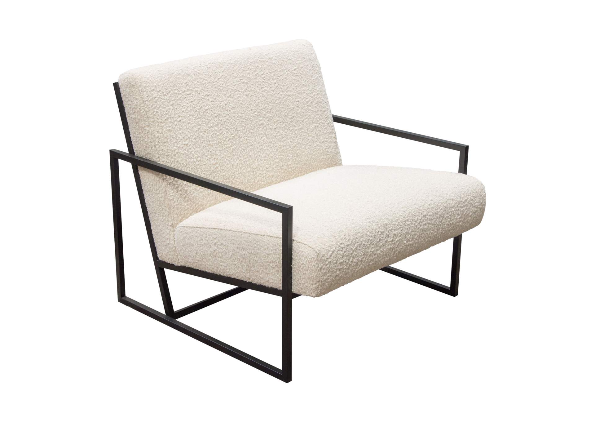 Luxe Accent Chair in Bone Boucle Textured Fabric with Black Powder Coat Frame by Diamond Sofa,Diamond Sofa