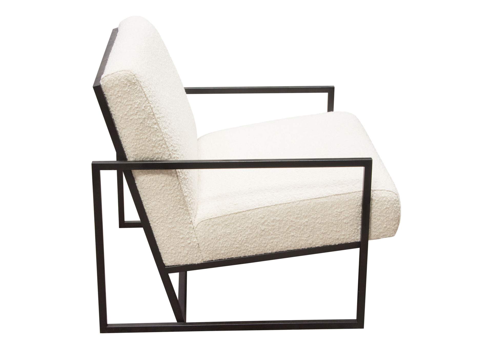 Luxe Accent Chair in Bone Boucle Textured Fabric with Black Powder Coat Frame by Diamond Sofa,Diamond Sofa