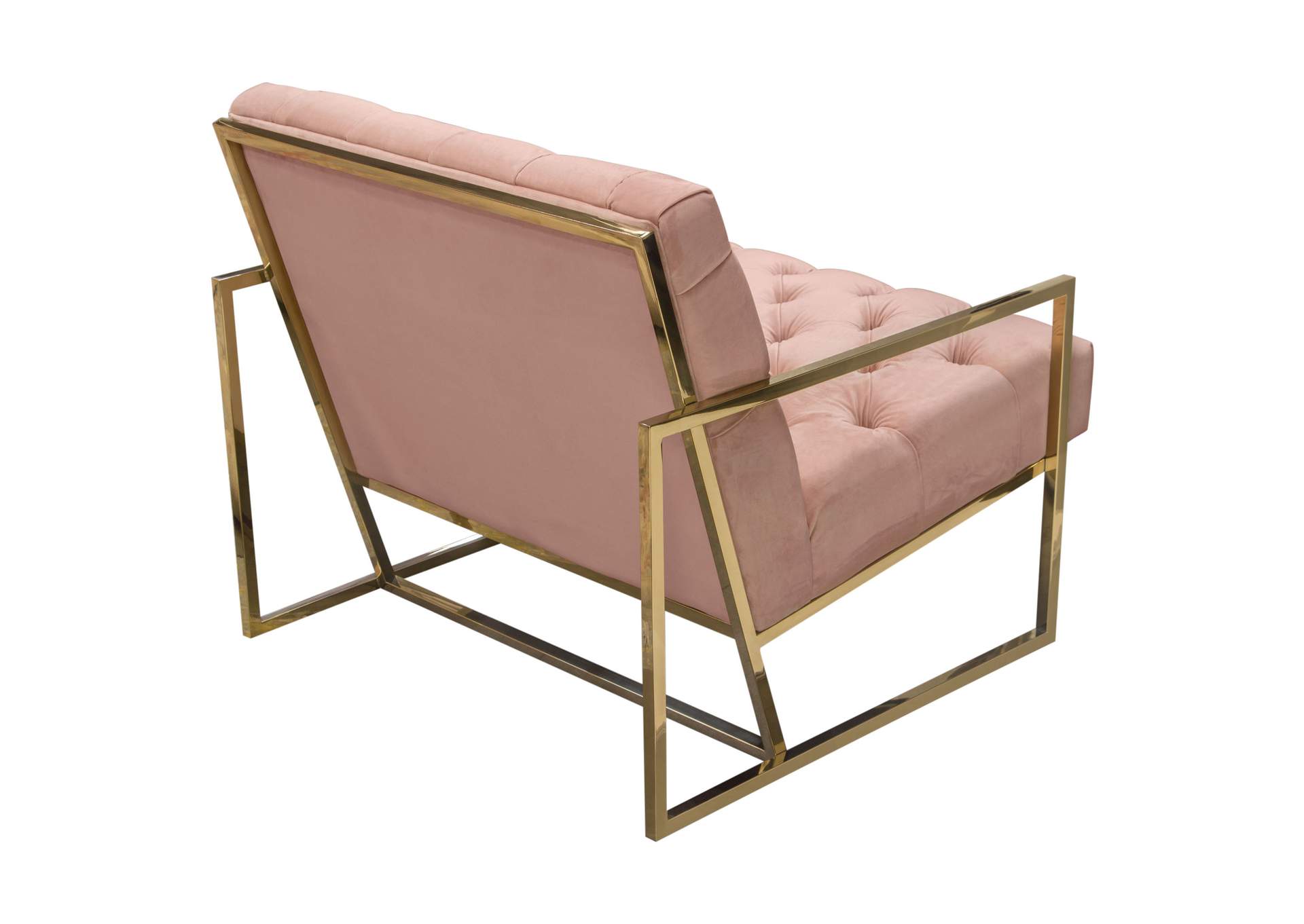 Luxe Accent Chair in Blush Pink Tufted Velvet Fabric with Polished Gold Stainless Steel Frame by Diamond Sofa,Diamond Sofa