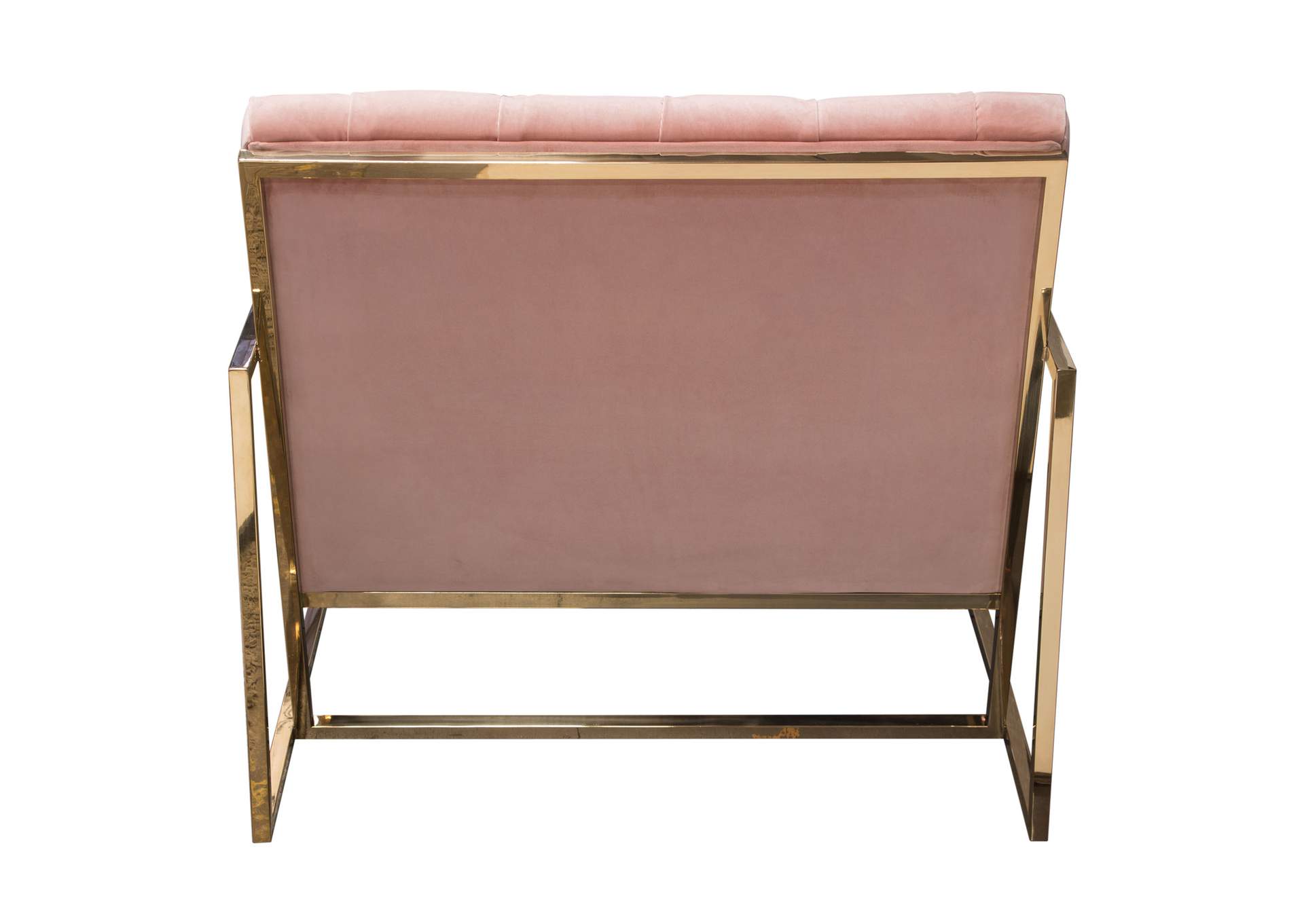 Luxe Accent Chair in Blush Pink Tufted Velvet Fabric with Polished Gold Stainless Steel Frame by Diamond Sofa,Diamond Sofa