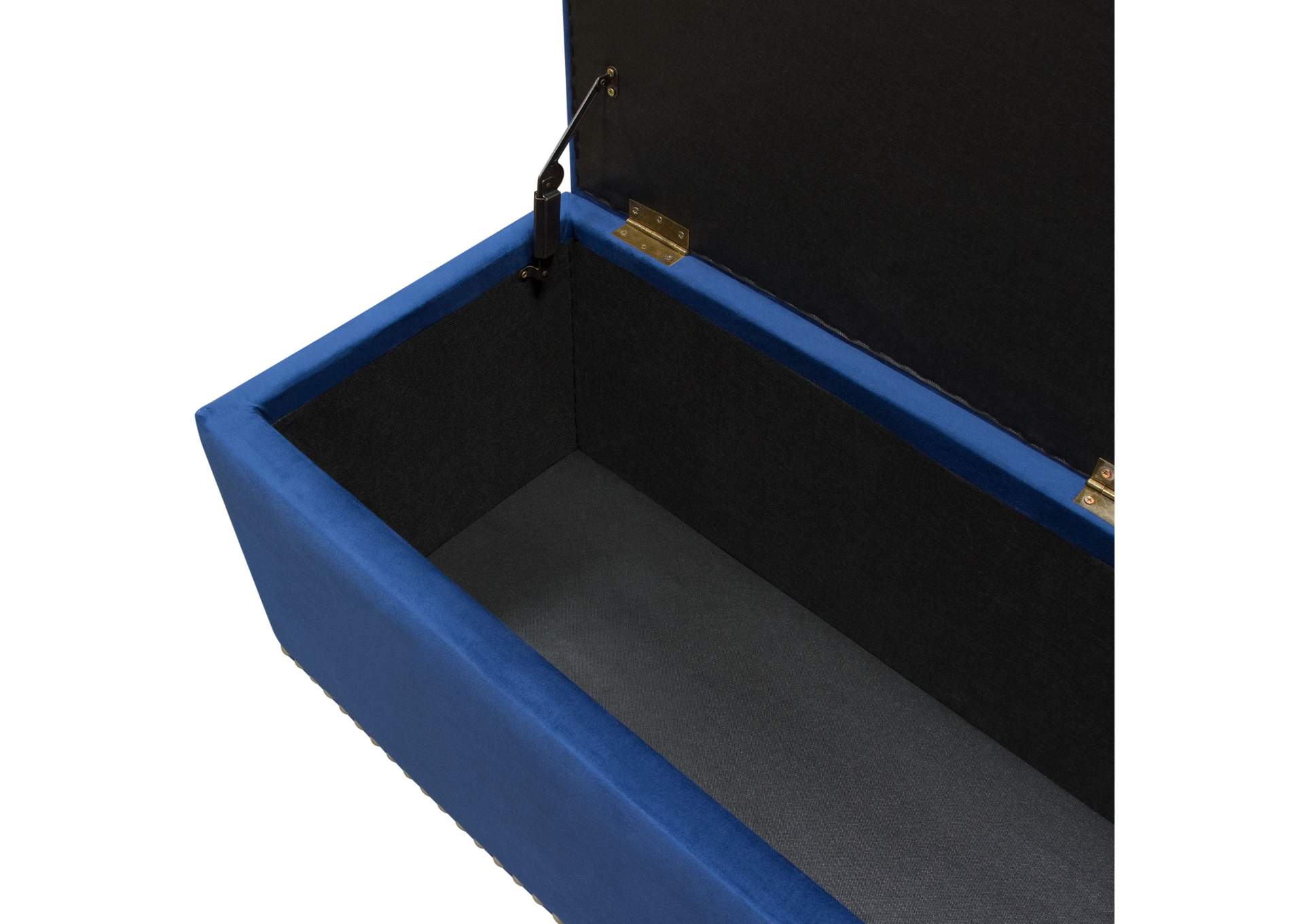 Majestic Tufted Velvet Lift-Top Storage Trunk w/ Nail Head Accent by Diamond Sofa - Royal Blue Velvet,Diamond Sofa