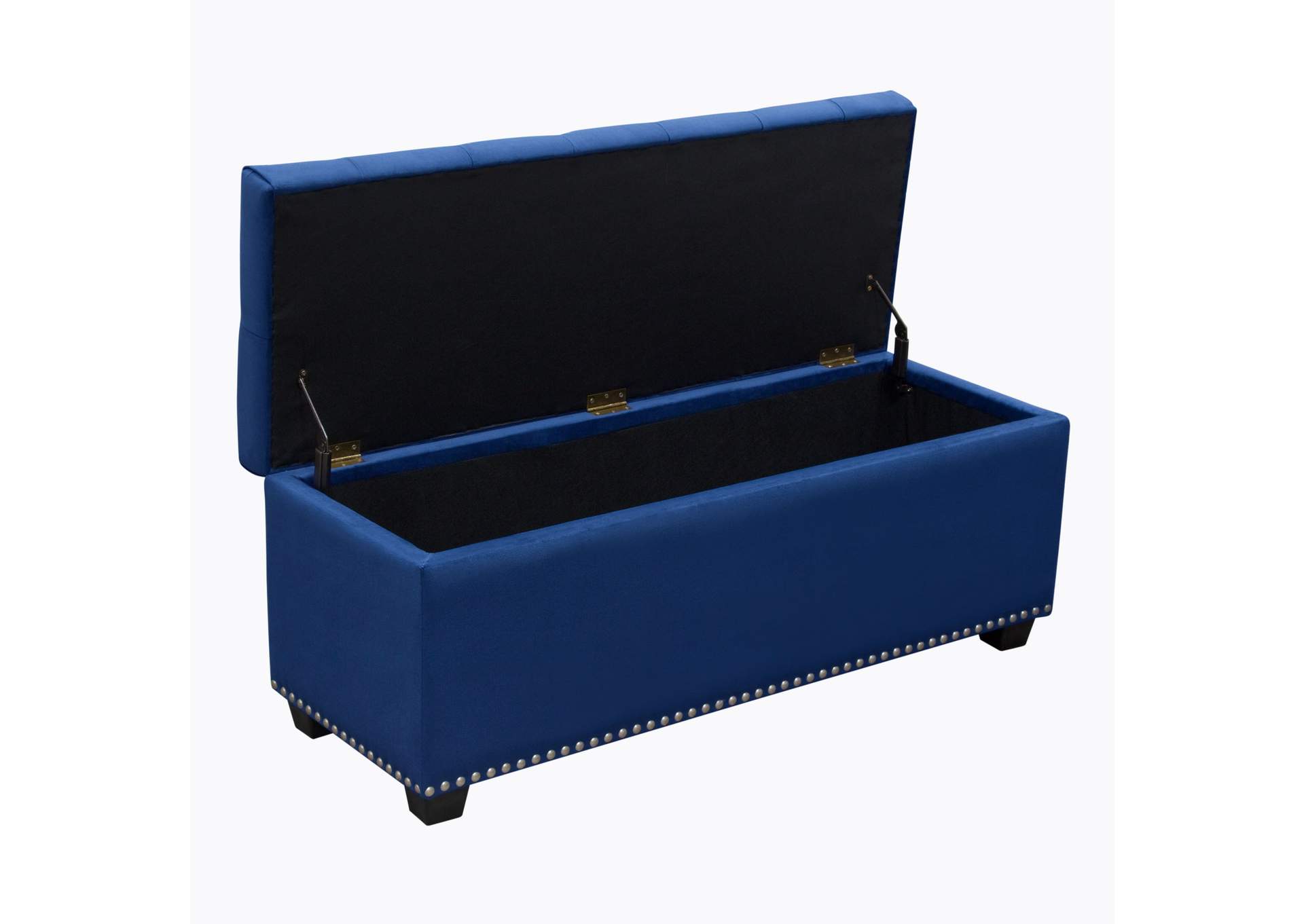 Majestic Tufted Velvet Lift-Top Storage Trunk w/ Nail Head Accent by Diamond Sofa - Royal Blue Velvet,Diamond Sofa