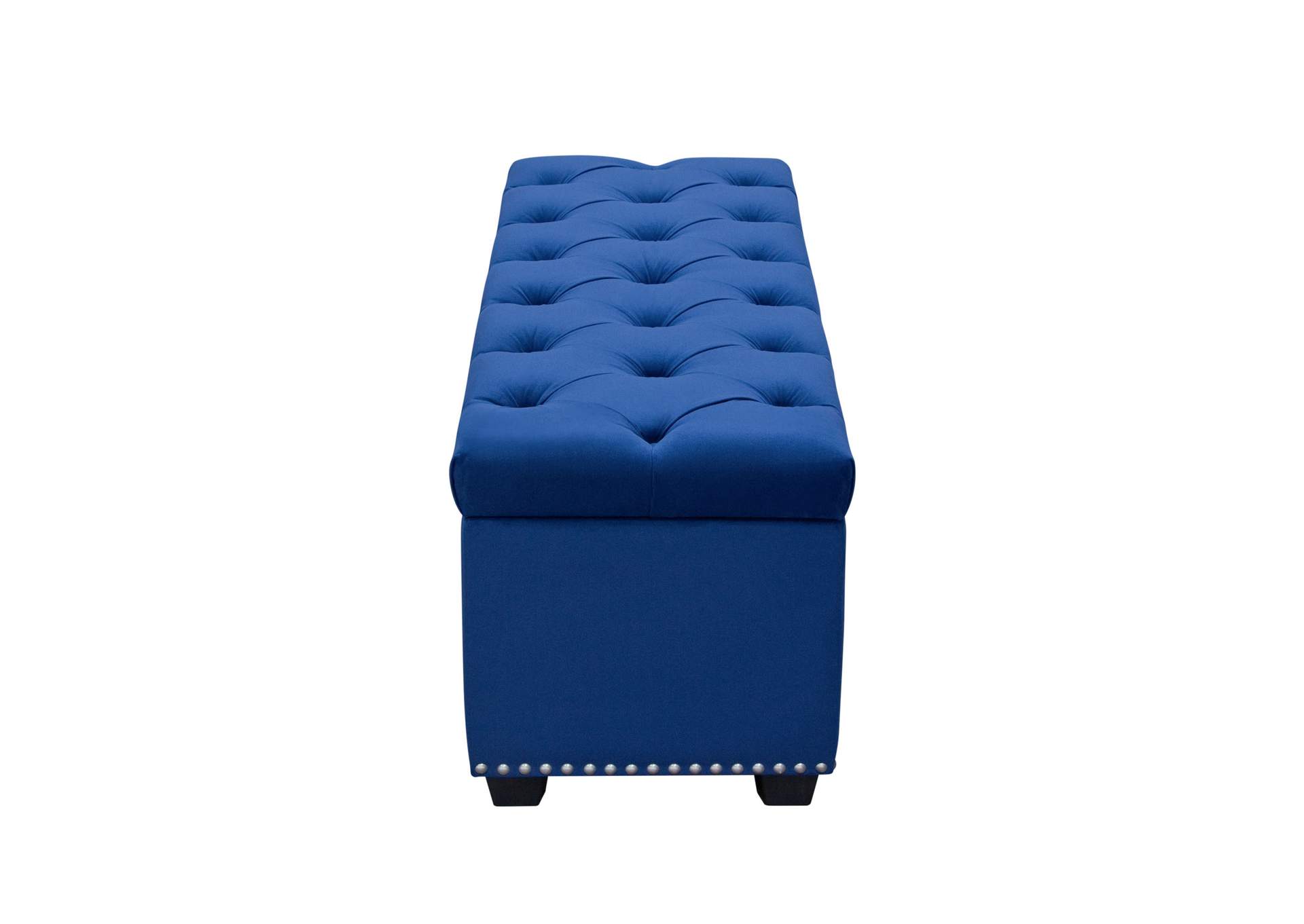 Majestic Tufted Velvet Lift-Top Storage Trunk w/ Nail Head Accent by Diamond Sofa - Royal Blue Velvet,Diamond Sofa