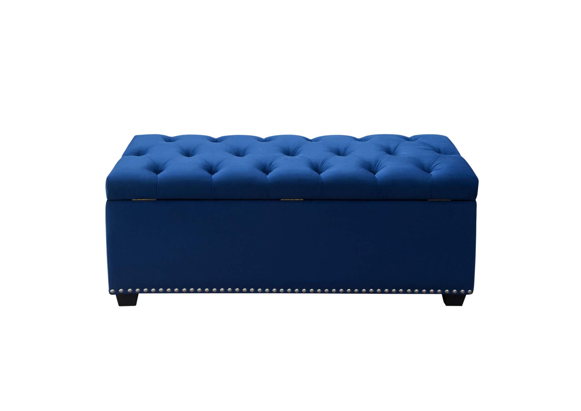 Majestic Tufted Velvet Lift-Top Storage Trunk w/ Nail Head Accent by Diamond Sofa - Royal Blue Velvet,Diamond Sofa